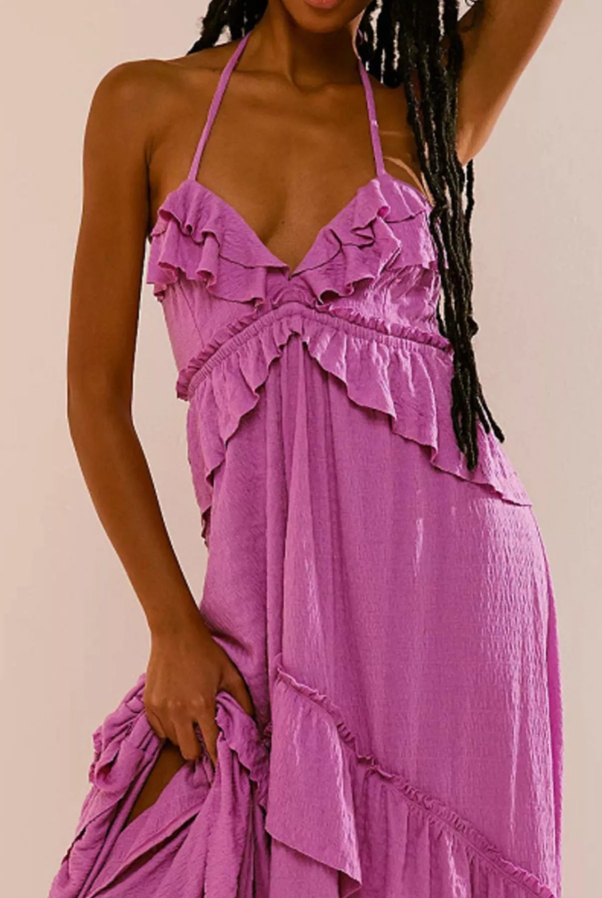 Ruffled Halter Neck Maxi Dress-Dresses-Krush Kandy, Women's Online Fashion Boutique Located in Phoenix, Arizona (Scottsdale Area)