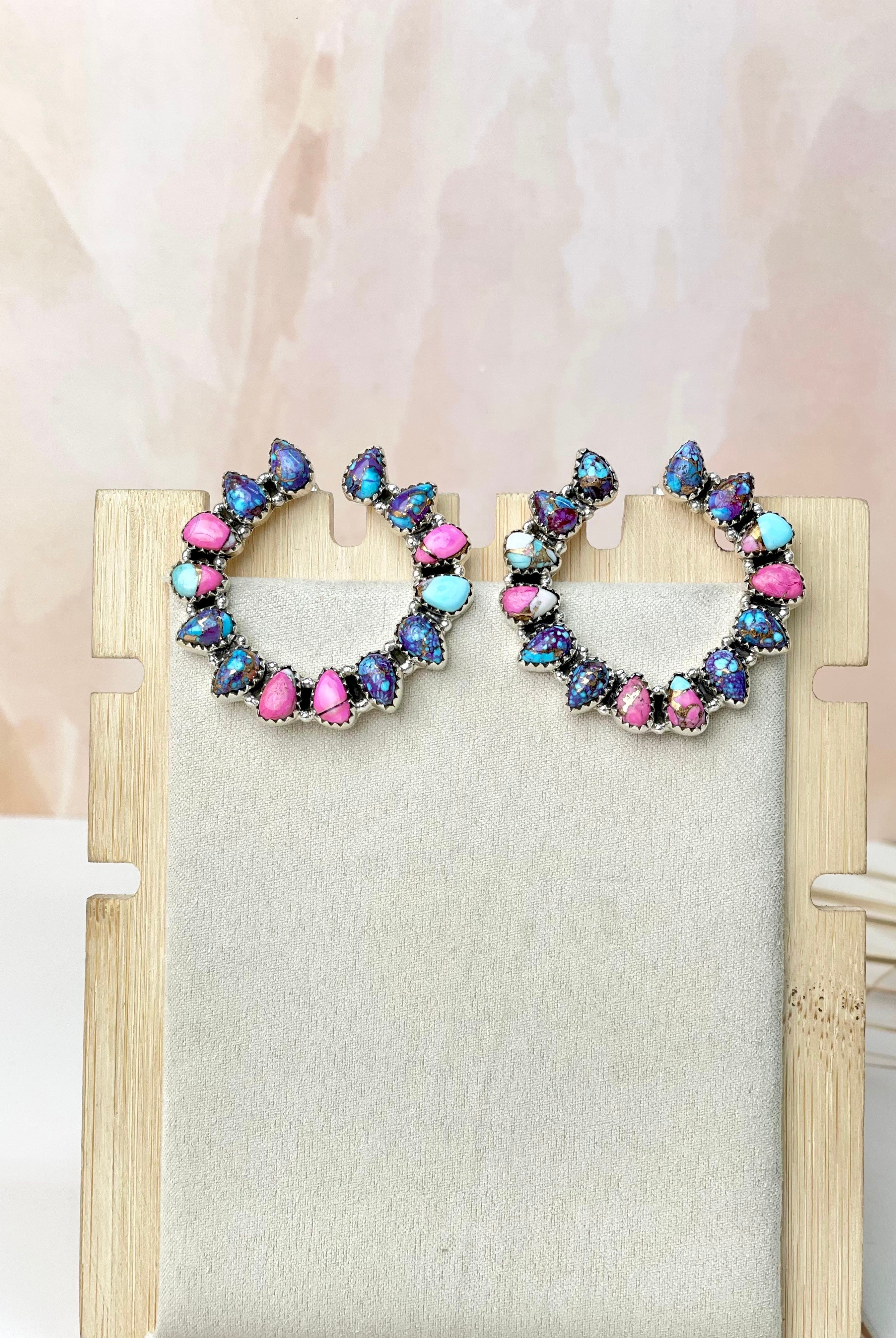 Multi Dahlia Cluster Earrings-Earrings-Krush Kandy, Women's Online Fashion Boutique Located in Phoenix, Arizona (Scottsdale Area)