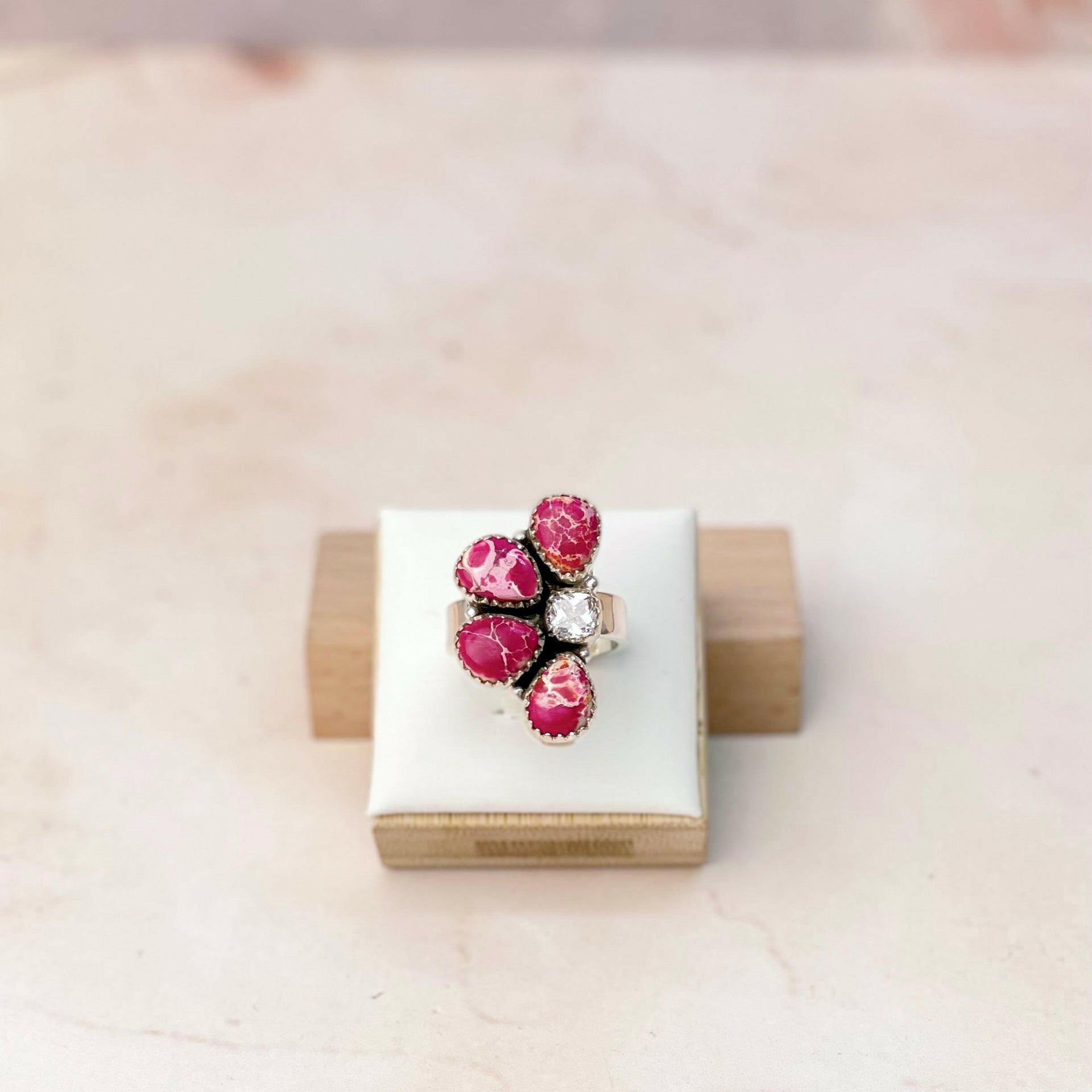 Purple Desert Jasper Half Flower CZ Rings-Rings-Krush Kandy, Women's Online Fashion Boutique Located in Phoenix, Arizona (Scottsdale Area)