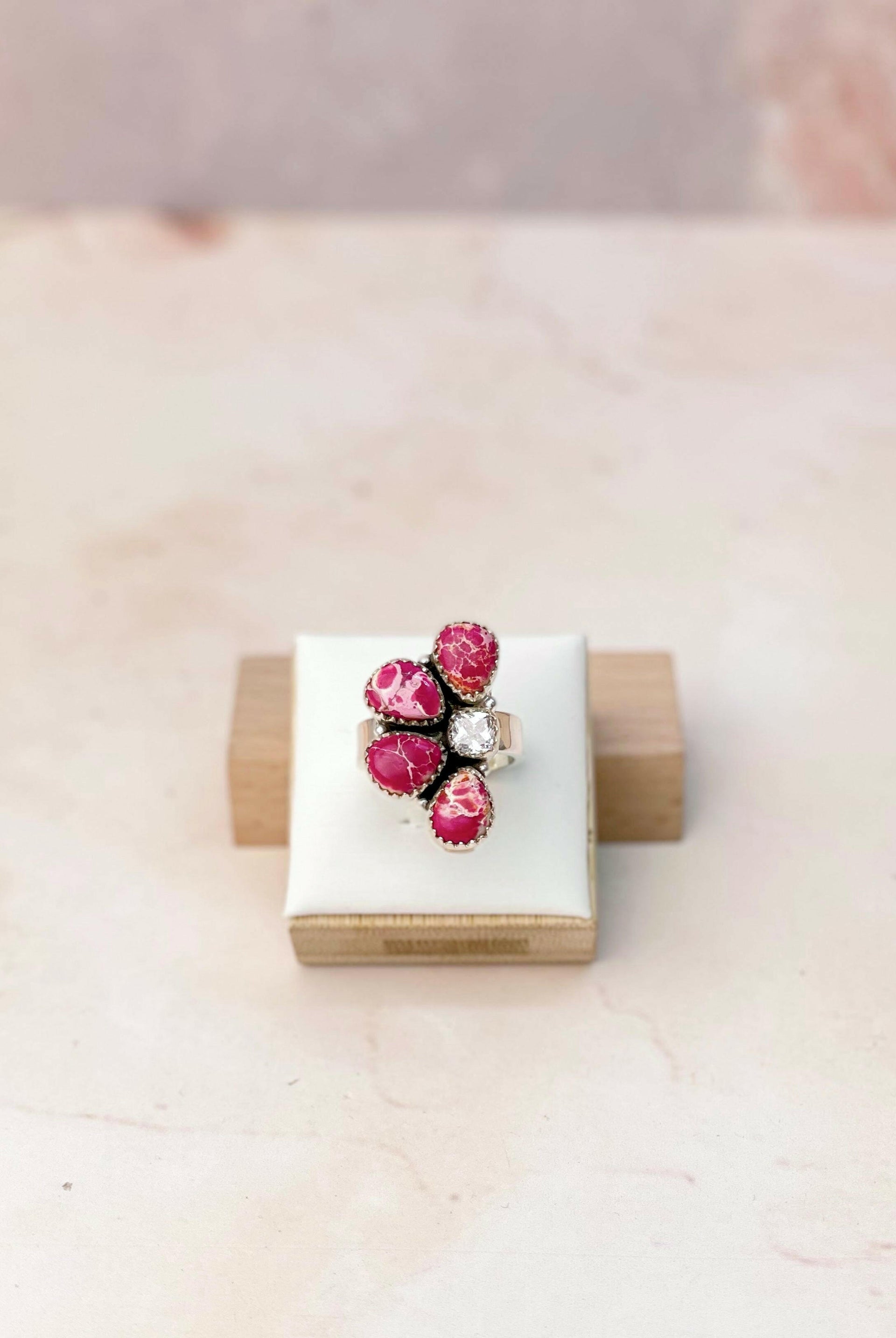 Purple Desert Jasper Half Flower CZ Rings-Rings-Krush Kandy, Women's Online Fashion Boutique Located in Phoenix, Arizona (Scottsdale Area)