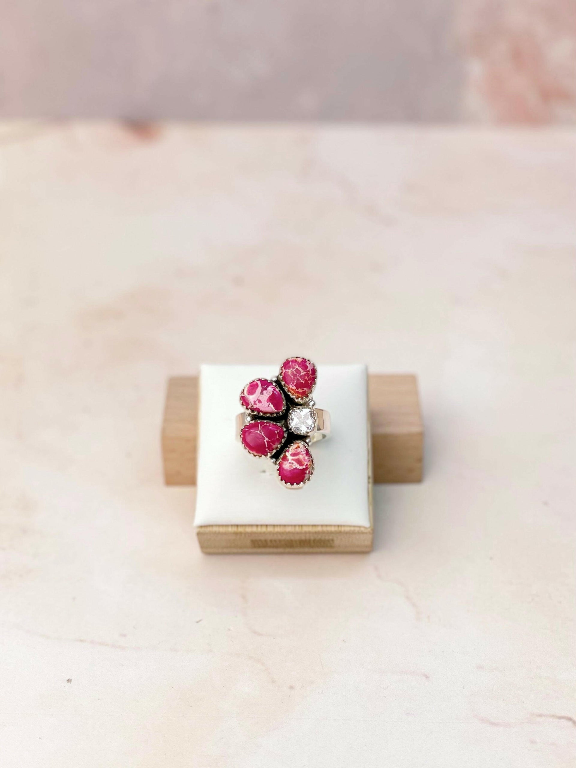 Purple Desert Jasper Half Flower CZ Rings-Rings-Krush Kandy, Women's Online Fashion Boutique Located in Phoenix, Arizona (Scottsdale Area)