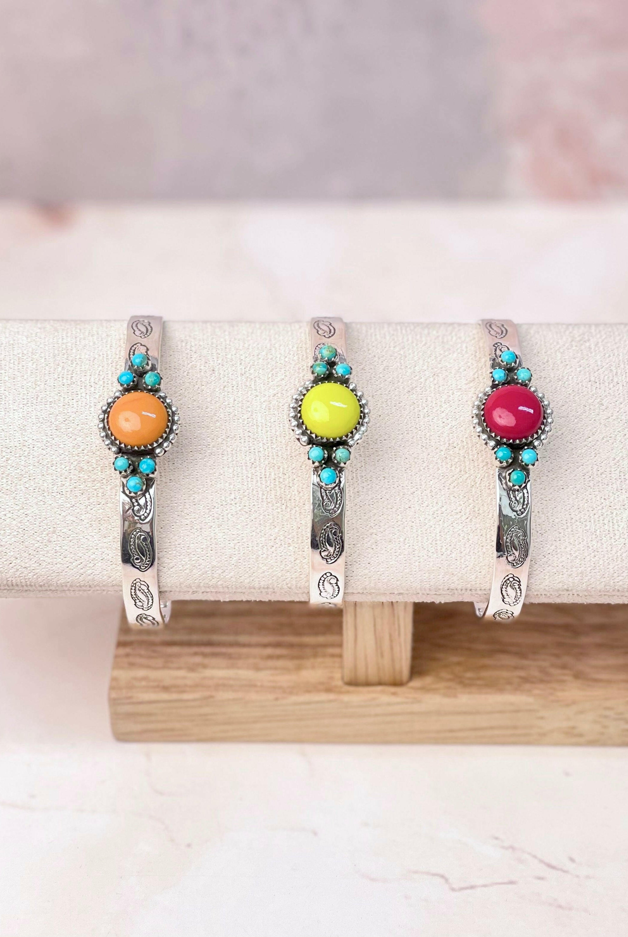 Rosarita Round Bar Turquoise Cuff-Bracelets-Krush Kandy, Women's Online Fashion Boutique Located in Phoenix, Arizona (Scottsdale Area)