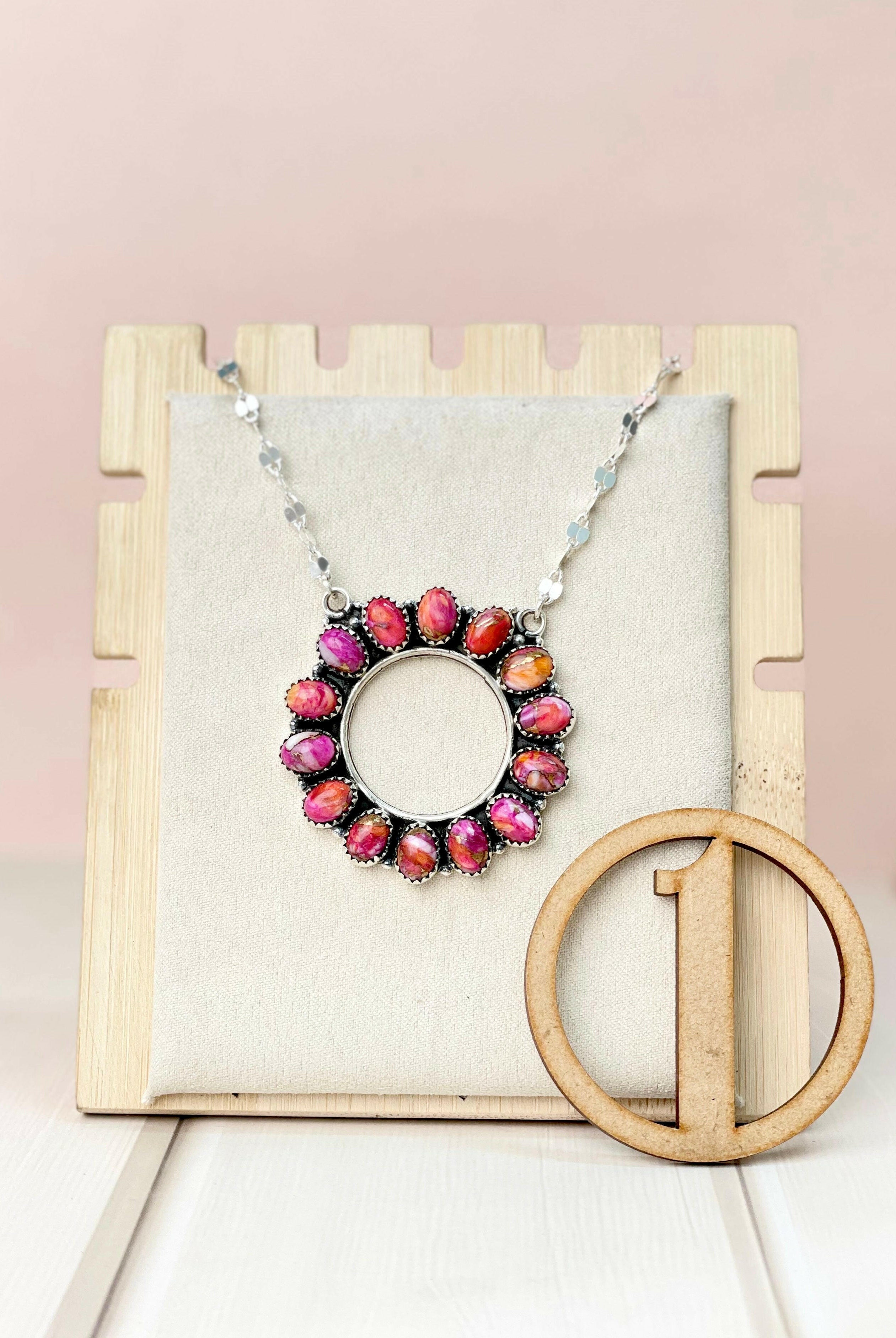 Canyon Dreams Halo Multistone Necklace-Necklaces-Krush Kandy, Women's Online Fashion Boutique Located in Phoenix, Arizona (Scottsdale Area)