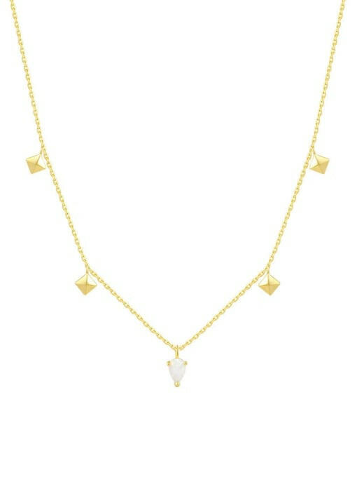 Krush Opal Geometric Dainty Necklace-Necklaces-Krush Kandy, Women's Online Fashion Boutique Located in Phoenix, Arizona (Scottsdale Area)