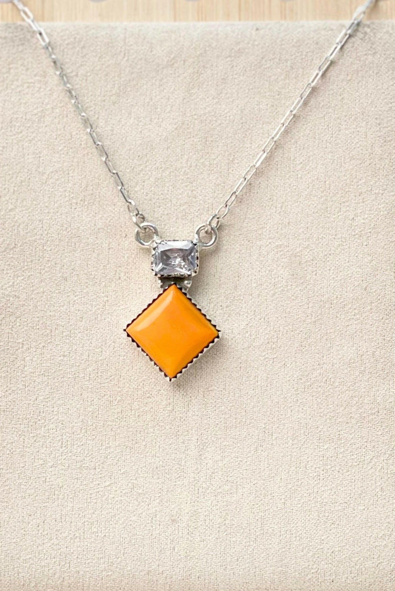 Tangerine Rosarita CZ Dainty Chain Necklace-Necklaces-Krush Kandy, Women's Online Fashion Boutique Located in Phoenix, Arizona (Scottsdale Area)