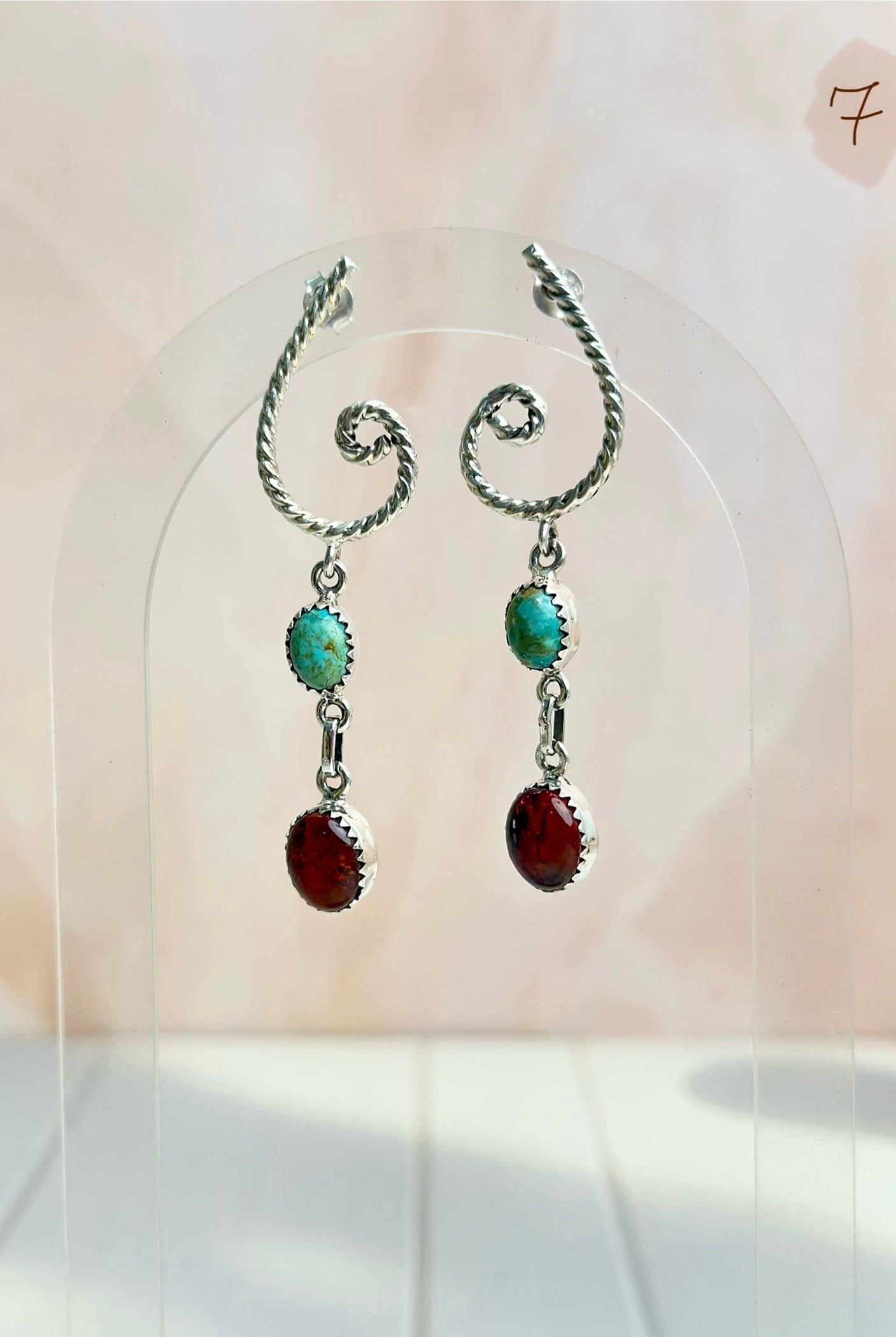 Amber, Turquoise & Crystal Boho Earrings-Earrings-Krush Kandy, Women's Online Fashion Boutique Located in Phoenix, Arizona (Scottsdale Area)
