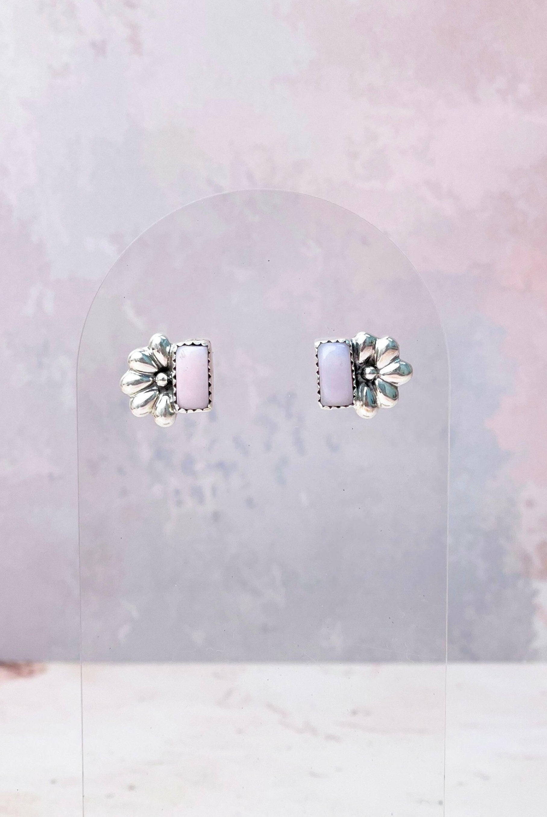Boho Bar Studs with Delicate Half Daisy Accents-Earrings-Krush Kandy, Women's Online Fashion Boutique Located in Phoenix, Arizona (Scottsdale Area)