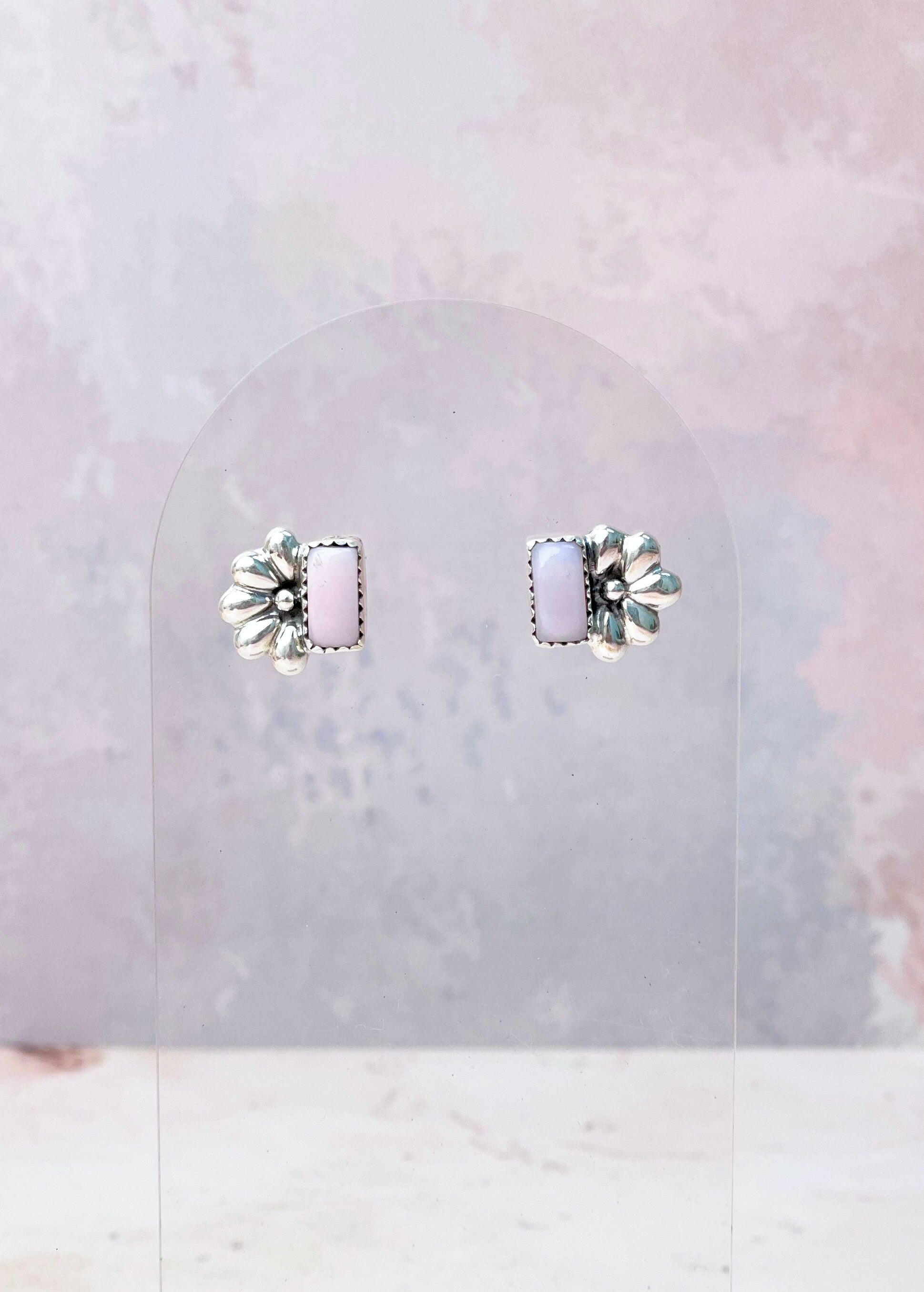 Boho Bar Studs with Delicate Half Daisy Accents-Earrings-Krush Kandy, Women's Online Fashion Boutique Located in Phoenix, Arizona (Scottsdale Area)