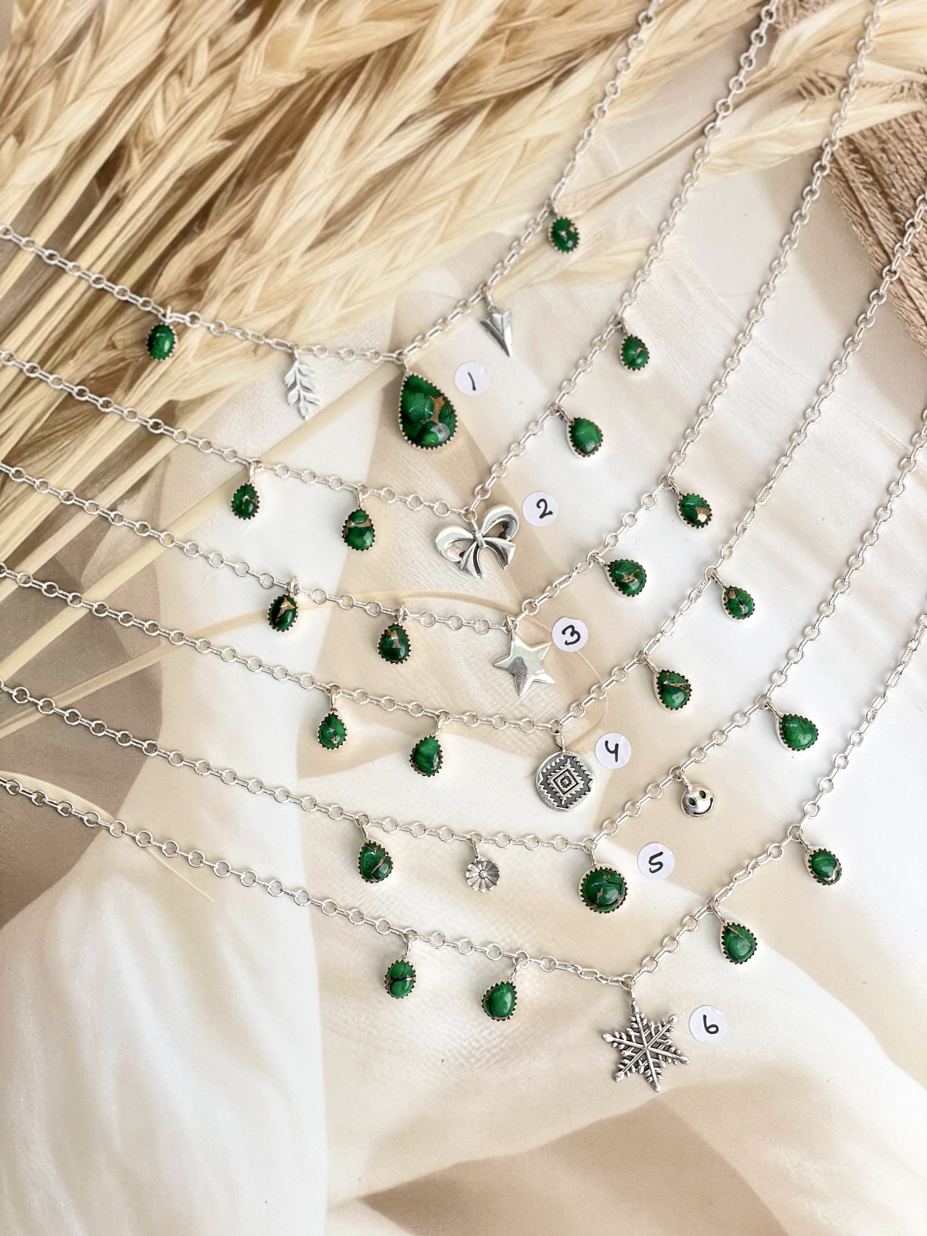 Irish Green Dahlia Dangling Necklace sno 30-Necklaces-Krush Kandy, Women's Online Fashion Boutique Located in Phoenix, Arizona (Scottsdale Area)