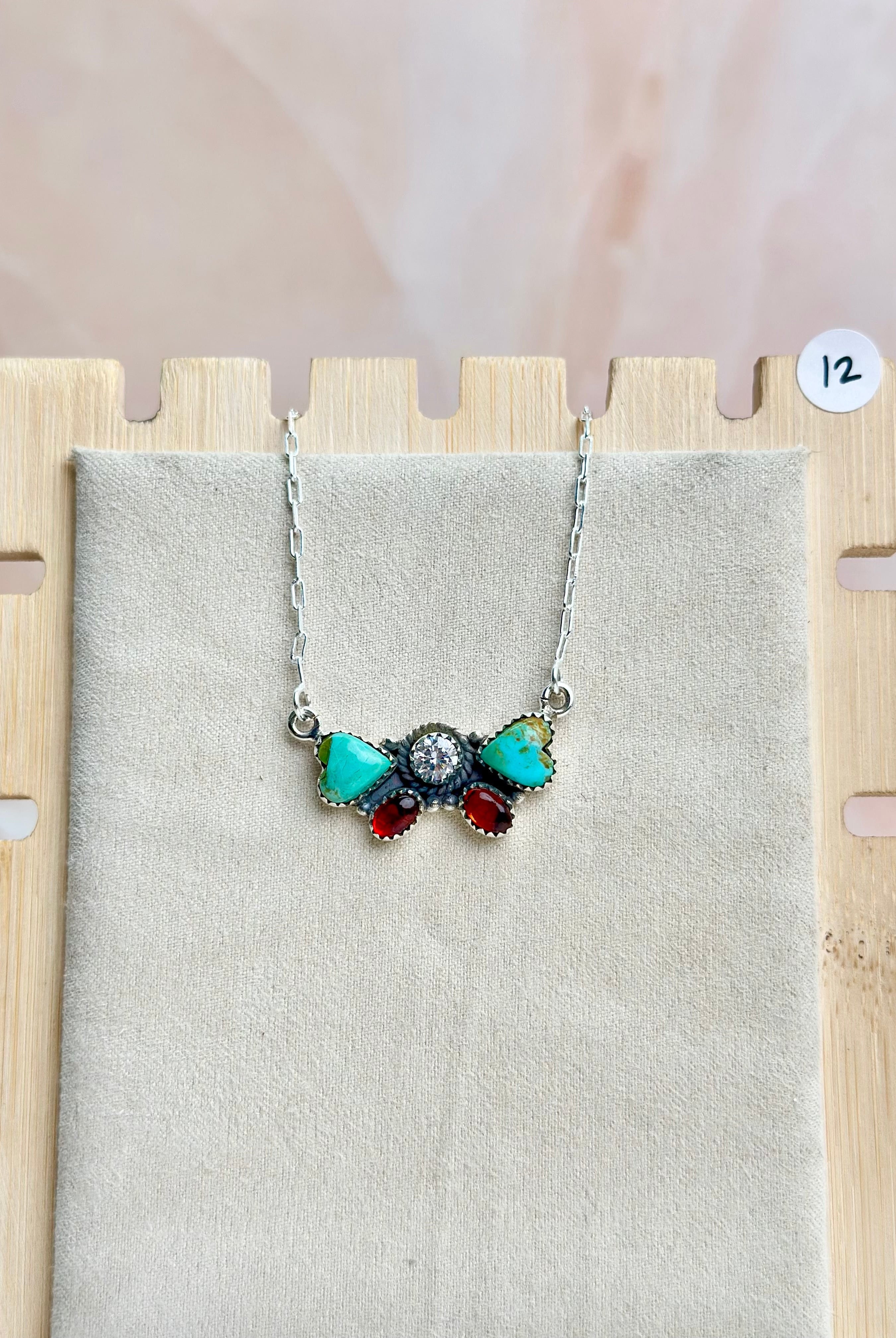 Amber, Turquoise & Crystal Dainty Necklace-Necklaces-Krush Kandy, Women's Online Fashion Boutique Located in Phoenix, Arizona (Scottsdale Area)