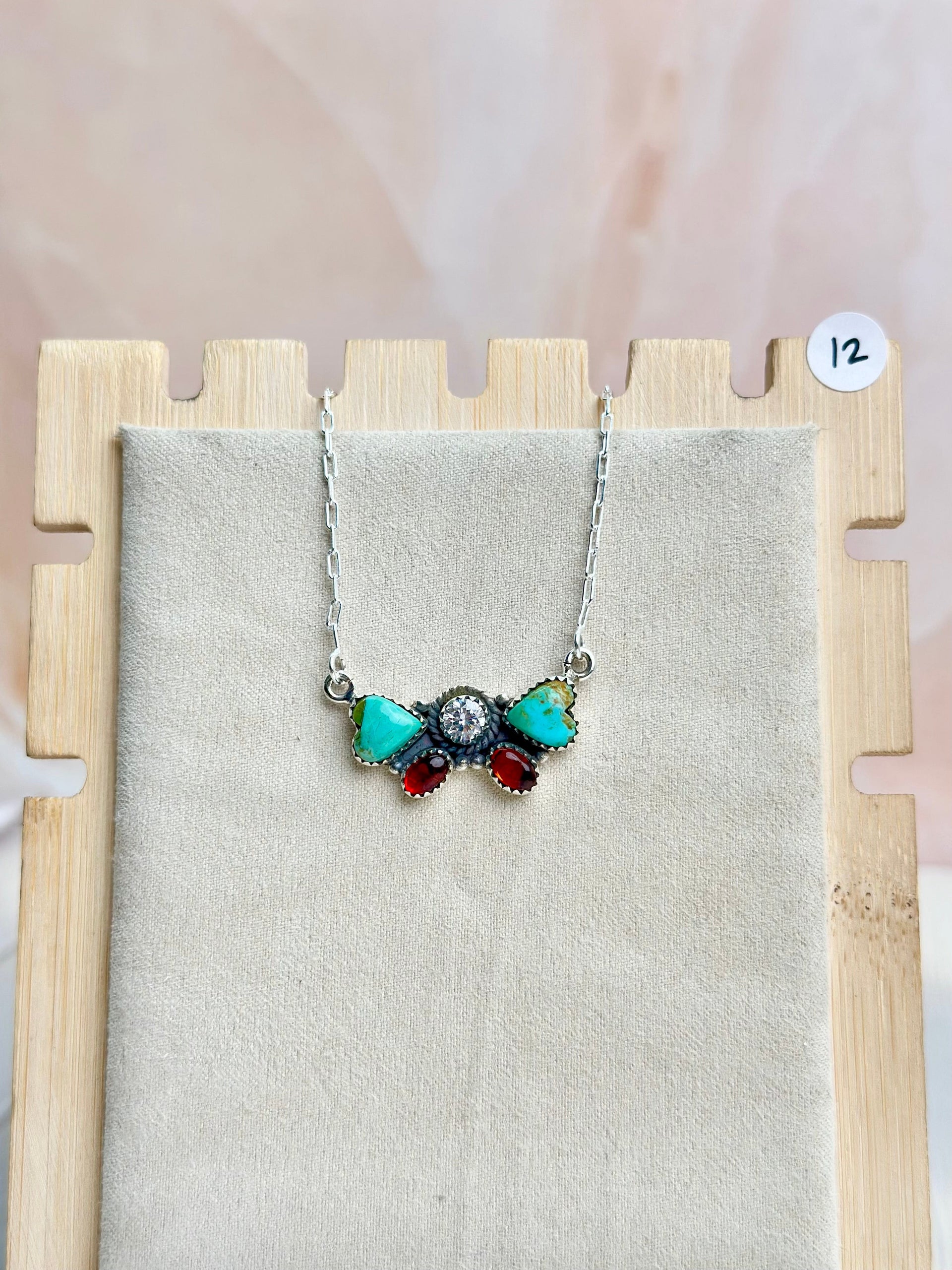 Amber, Turquoise & Crystal Dainty Necklace-Necklaces-Krush Kandy, Women's Online Fashion Boutique Located in Phoenix, Arizona (Scottsdale Area)