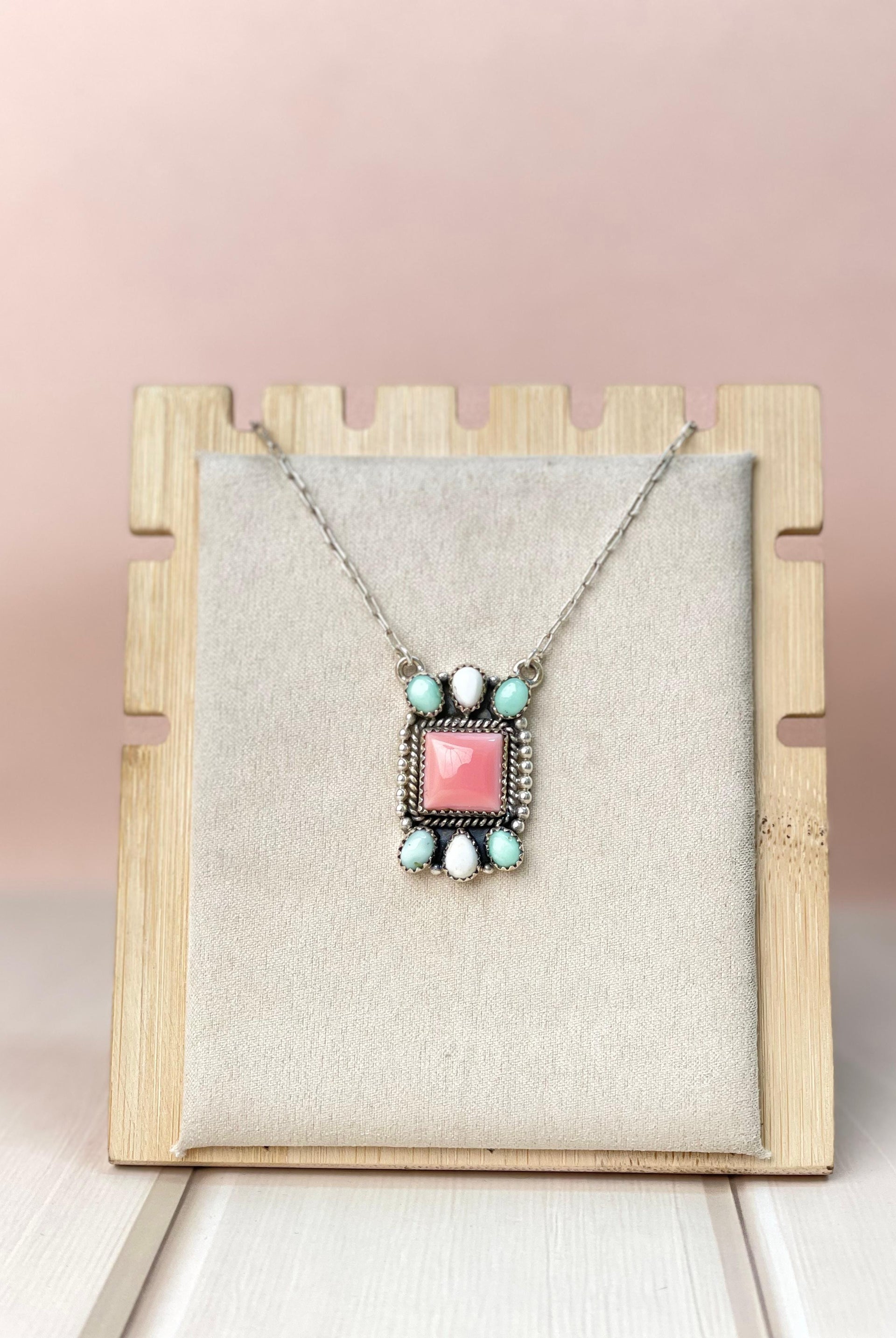 Paloma, Conch & White Buffalo Square Bar Necklace-Necklaces-Krush Kandy, Women's Online Fashion Boutique Located in Phoenix, Arizona (Scottsdale Area)