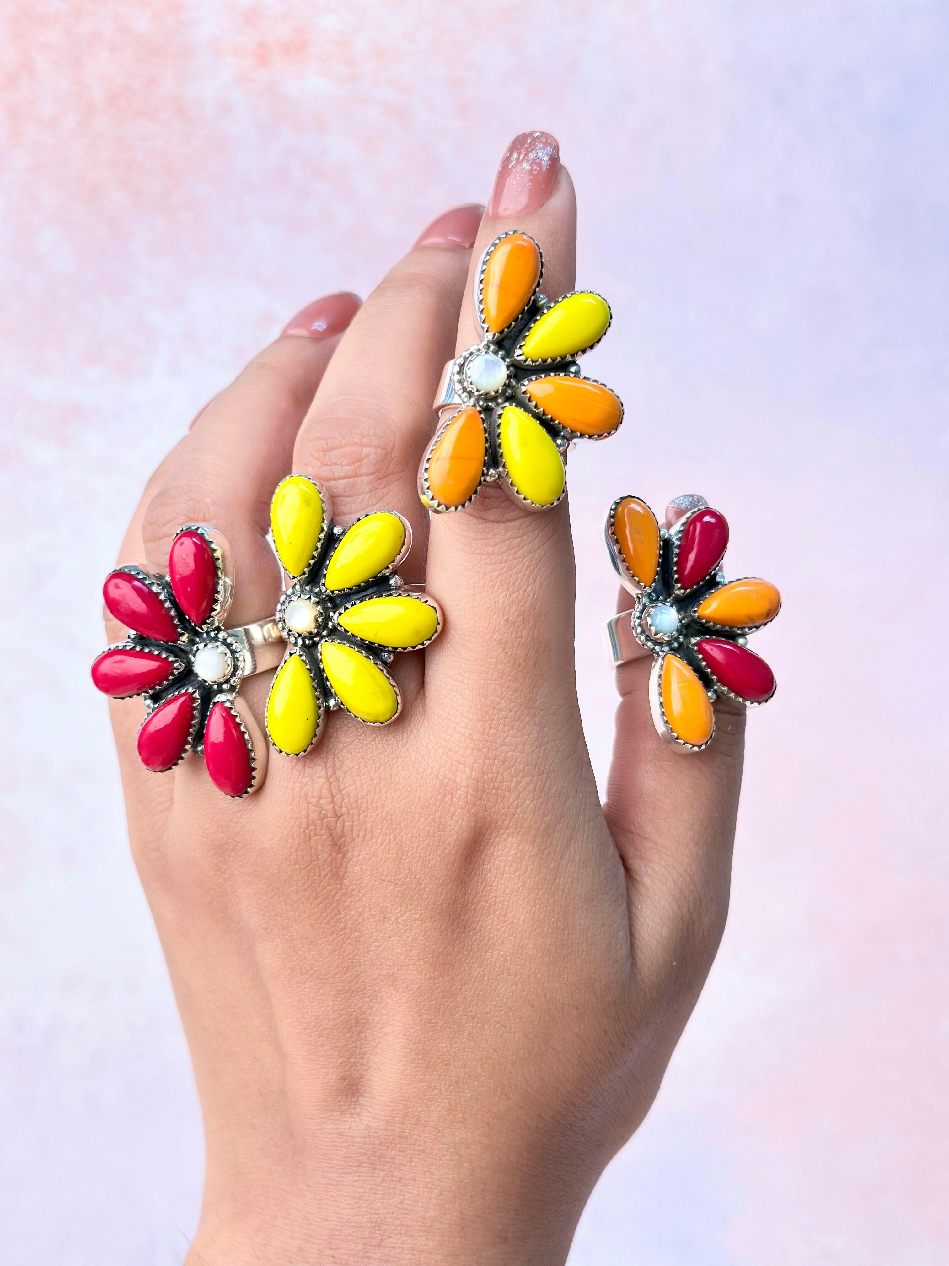 Blooming Rosarita Half Daisy Rings-Rings-Krush Kandy, Women's Online Fashion Boutique Located in Phoenix, Arizona (Scottsdale Area)