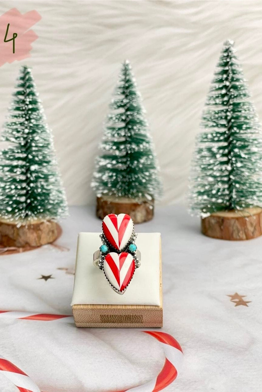 Holly Jolly Red & White Christmas Rings-Rings-Krush Kandy, Women's Online Fashion Boutique Located in Phoenix, Arizona (Scottsdale Area)