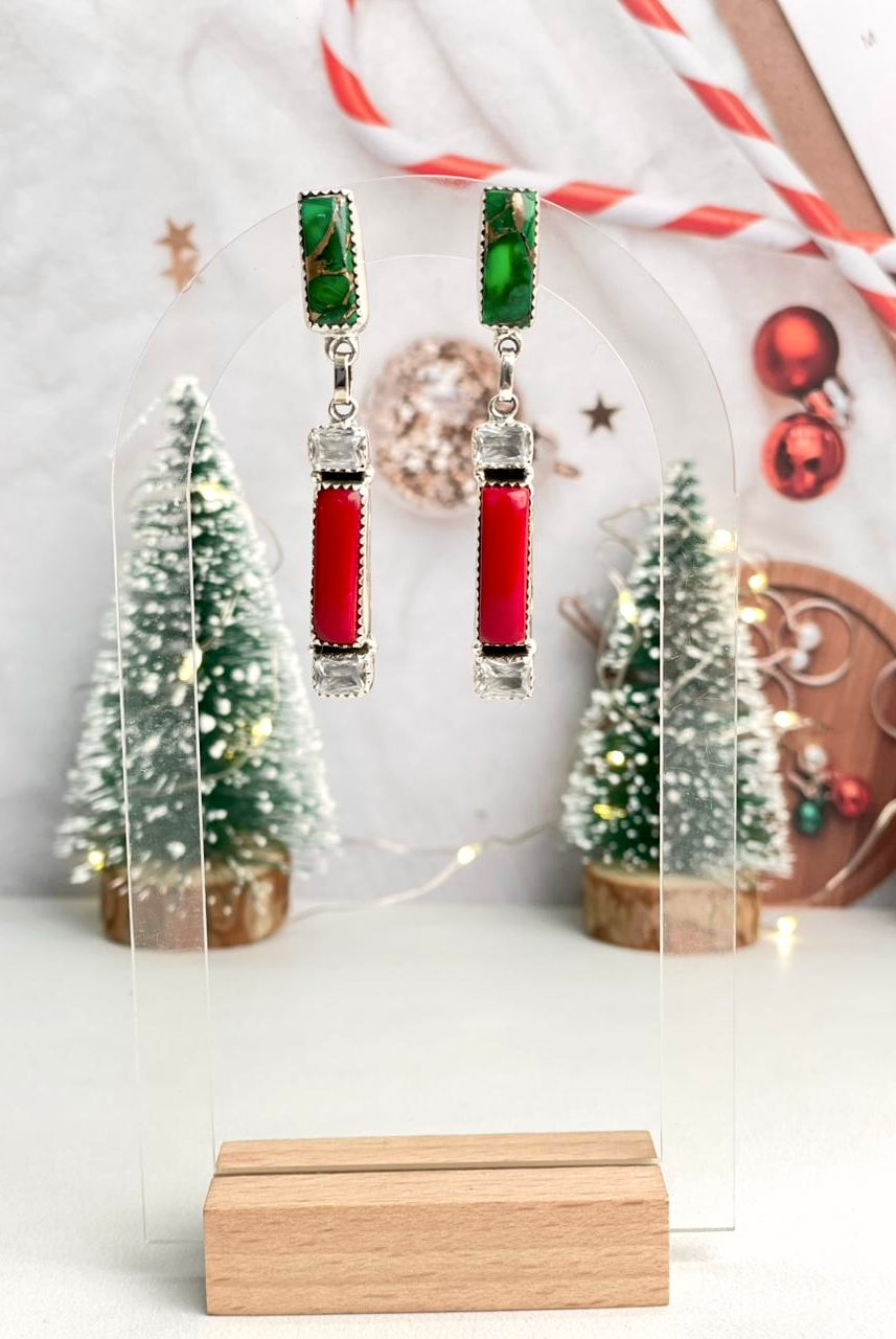 Christmas in Kandyland CZ Bar Drop Studs-Earrings-Krush Kandy, Women's Online Fashion Boutique Located in Phoenix, Arizona (Scottsdale Area)