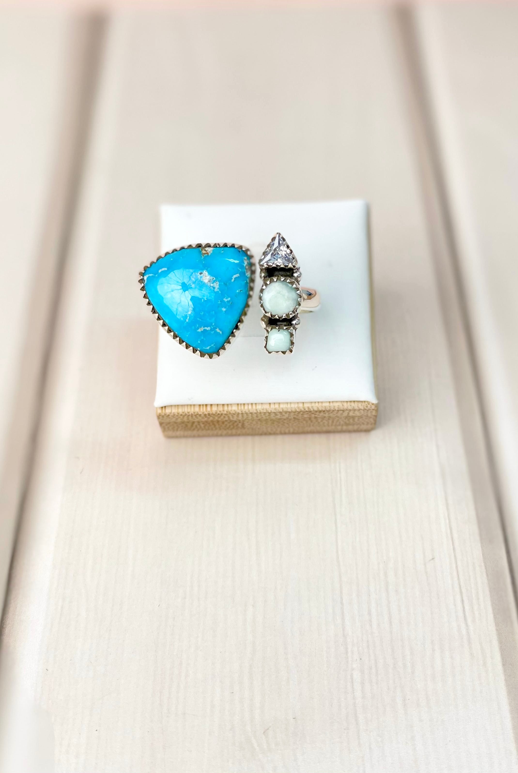 Paloma & White Water Turquoise Floater Rings-Rings-Krush Kandy, Women's Online Fashion Boutique Located in Phoenix, Arizona (Scottsdale Area)