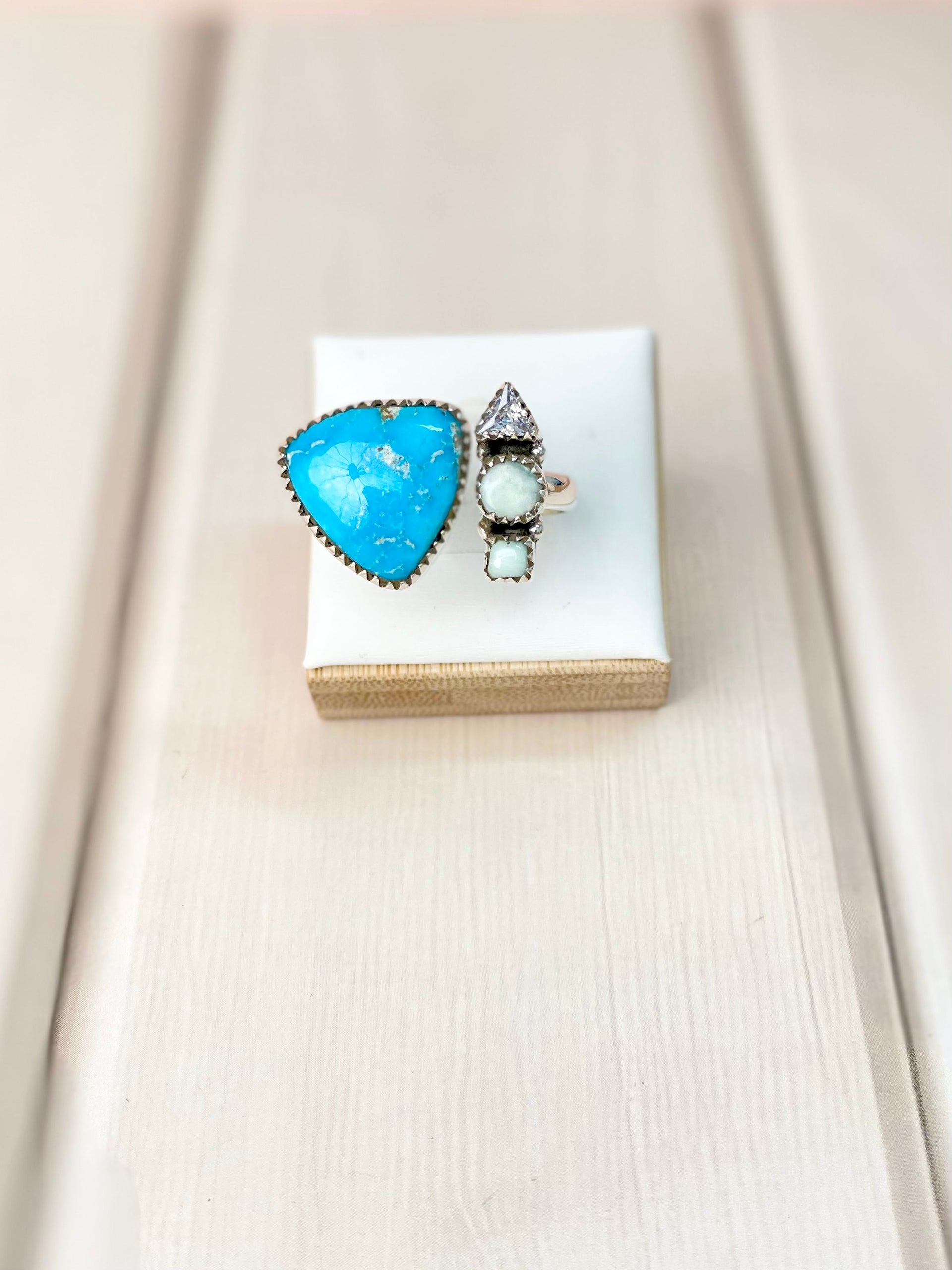 Paloma & White Water Turquoise Floater Rings-Rings-Krush Kandy, Women's Online Fashion Boutique Located in Phoenix, Arizona (Scottsdale Area)