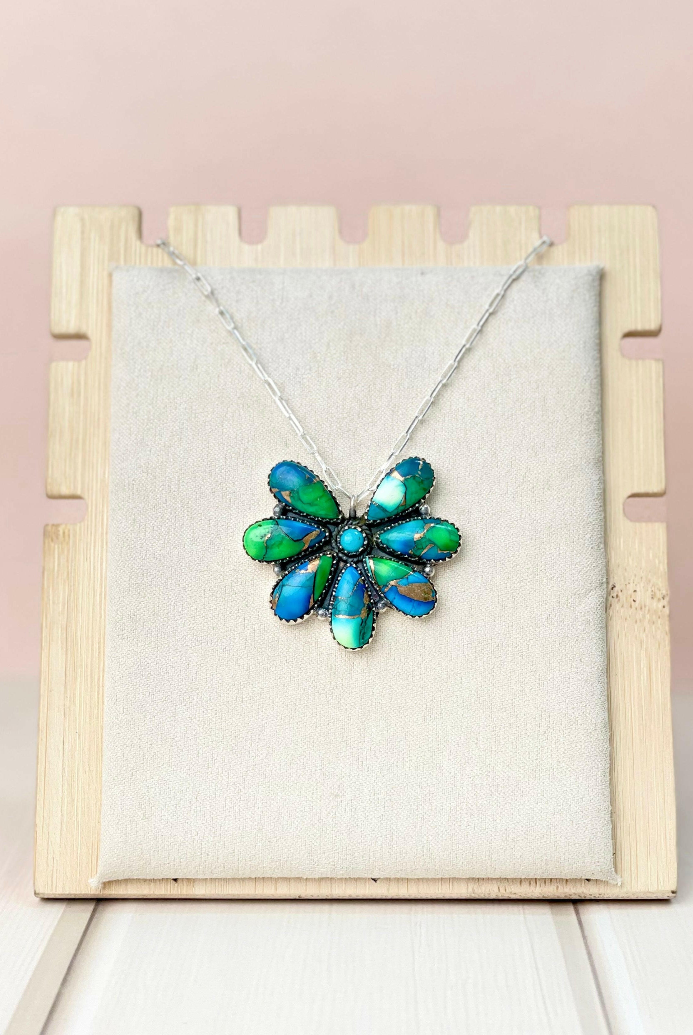 Peacock Dahlia Desert Daisy Necklace-Necklaces-Krush Kandy, Women's Online Fashion Boutique Located in Phoenix, Arizona (Scottsdale Area)