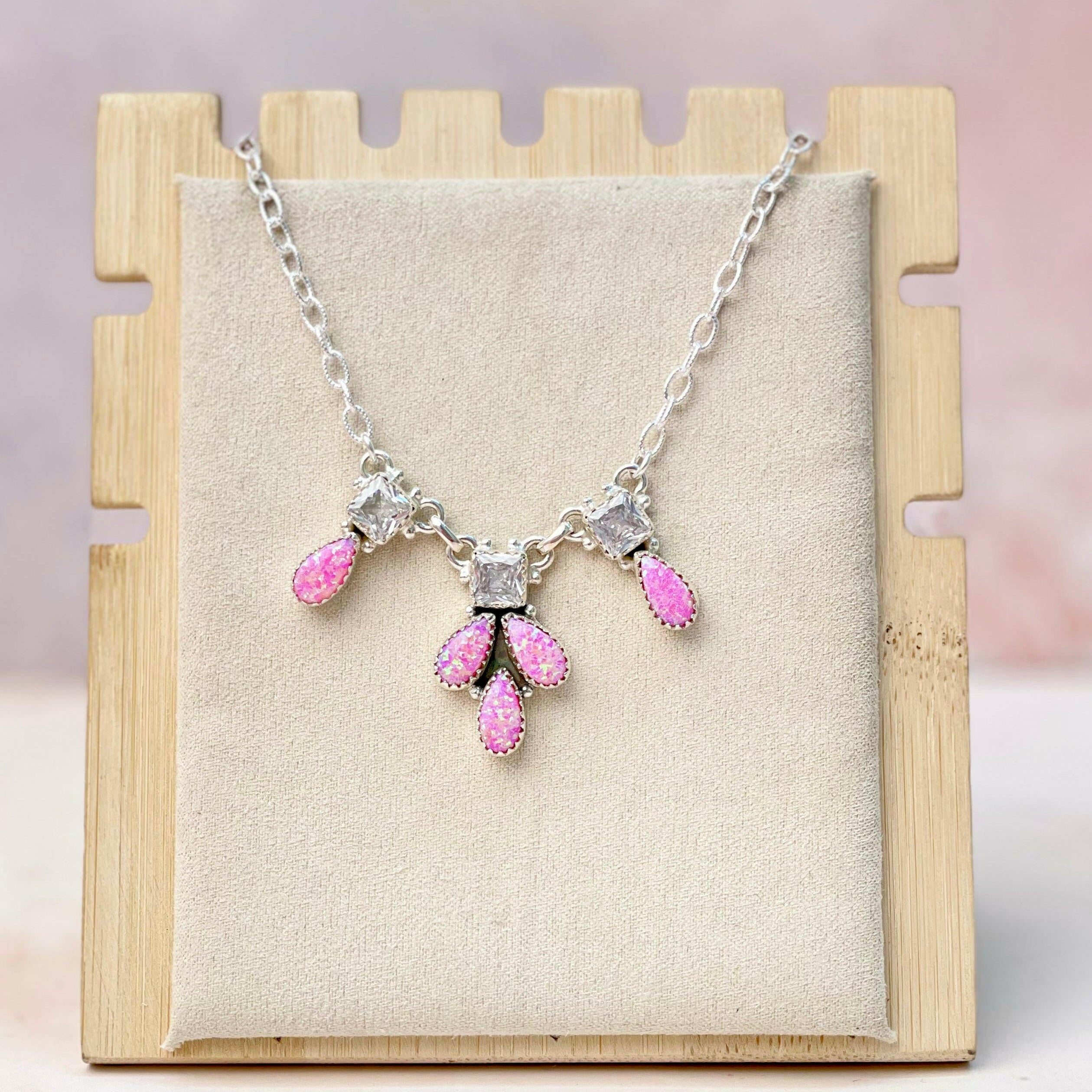 Sierra Opal Petals CZ Necklace-Necklaces-Krush Kandy, Women's Online Fashion Boutique Located in Phoenix, Arizona (Scottsdale Area)