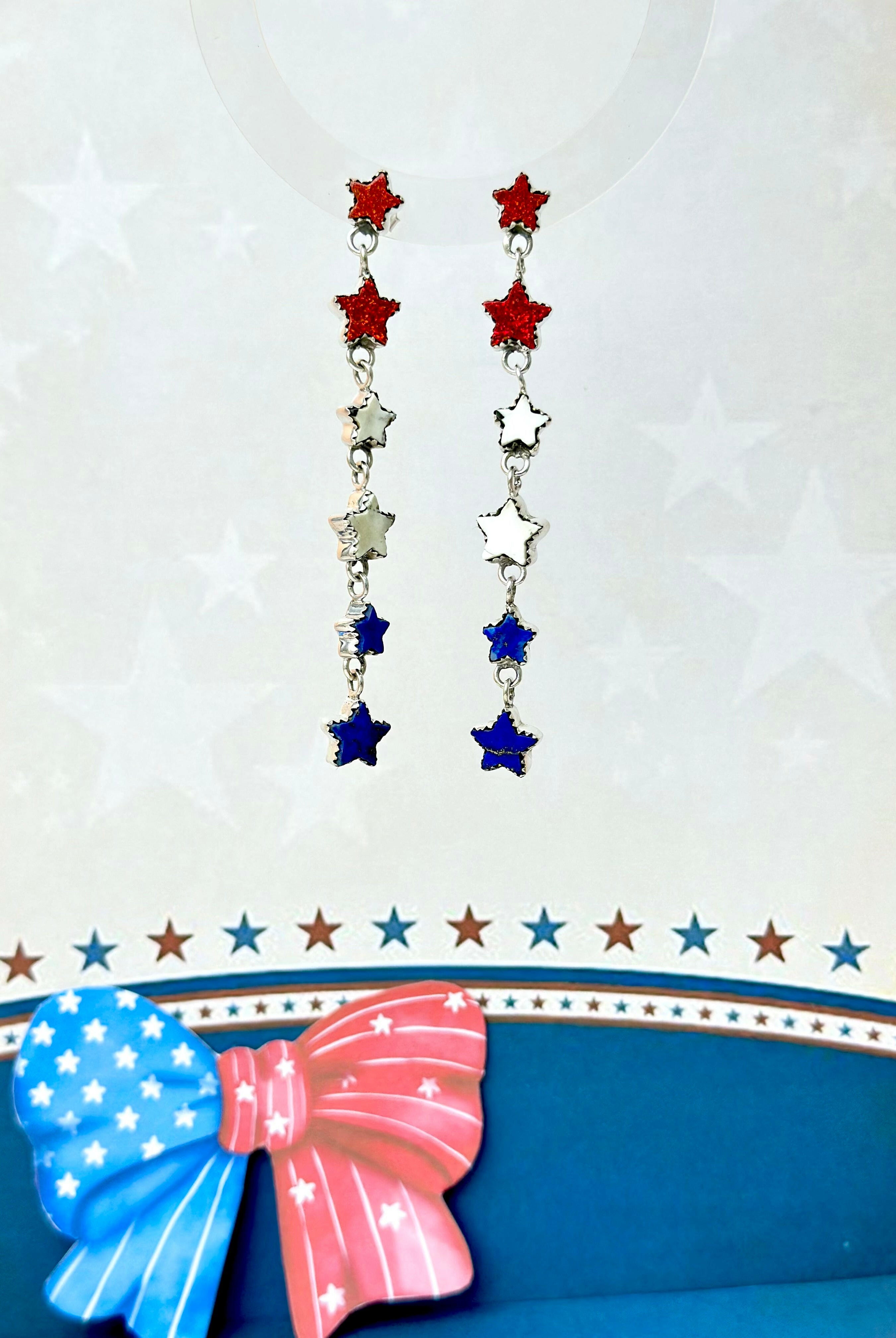 Proud & Long Sparkling Stars Earrings-Earrings-Krush Kandy, Women's Online Fashion Boutique Located in Phoenix, Arizona (Scottsdale Area)