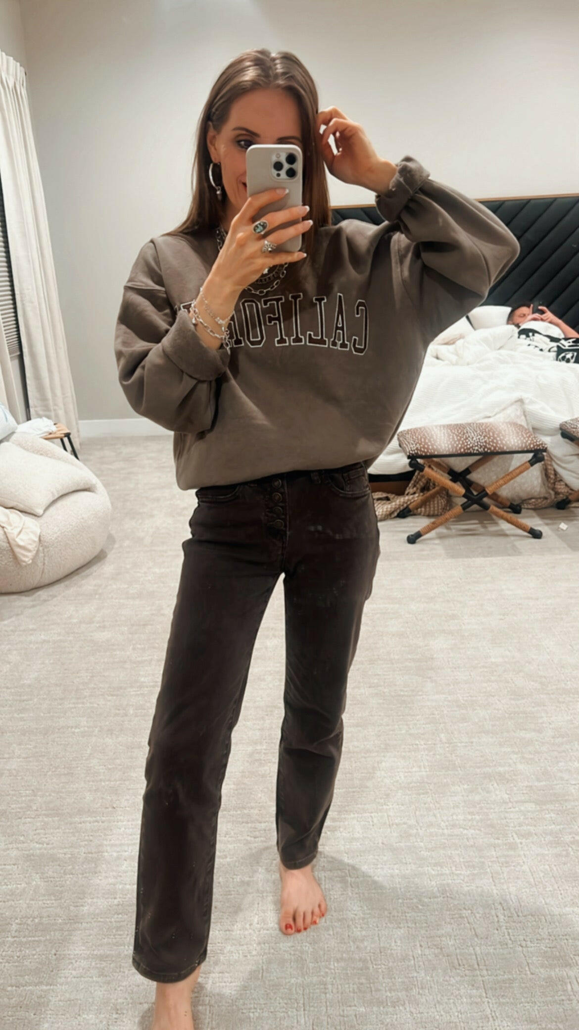 California Embroidered Crewneck-Sweatshirts-Krush Kandy, Women's Online Fashion Boutique Located in Phoenix, Arizona (Scottsdale Area)