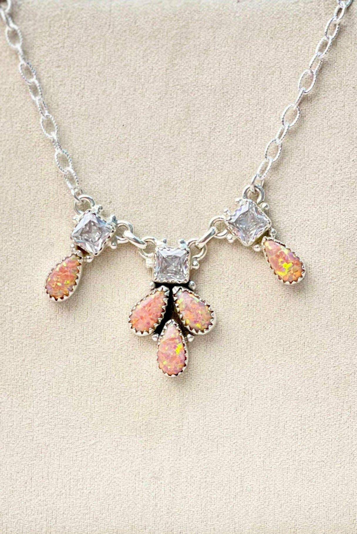 Sierra Opal Petals CZ Necklace-Necklaces-Krush Kandy, Women's Online Fashion Boutique Located in Phoenix, Arizona (Scottsdale Area)