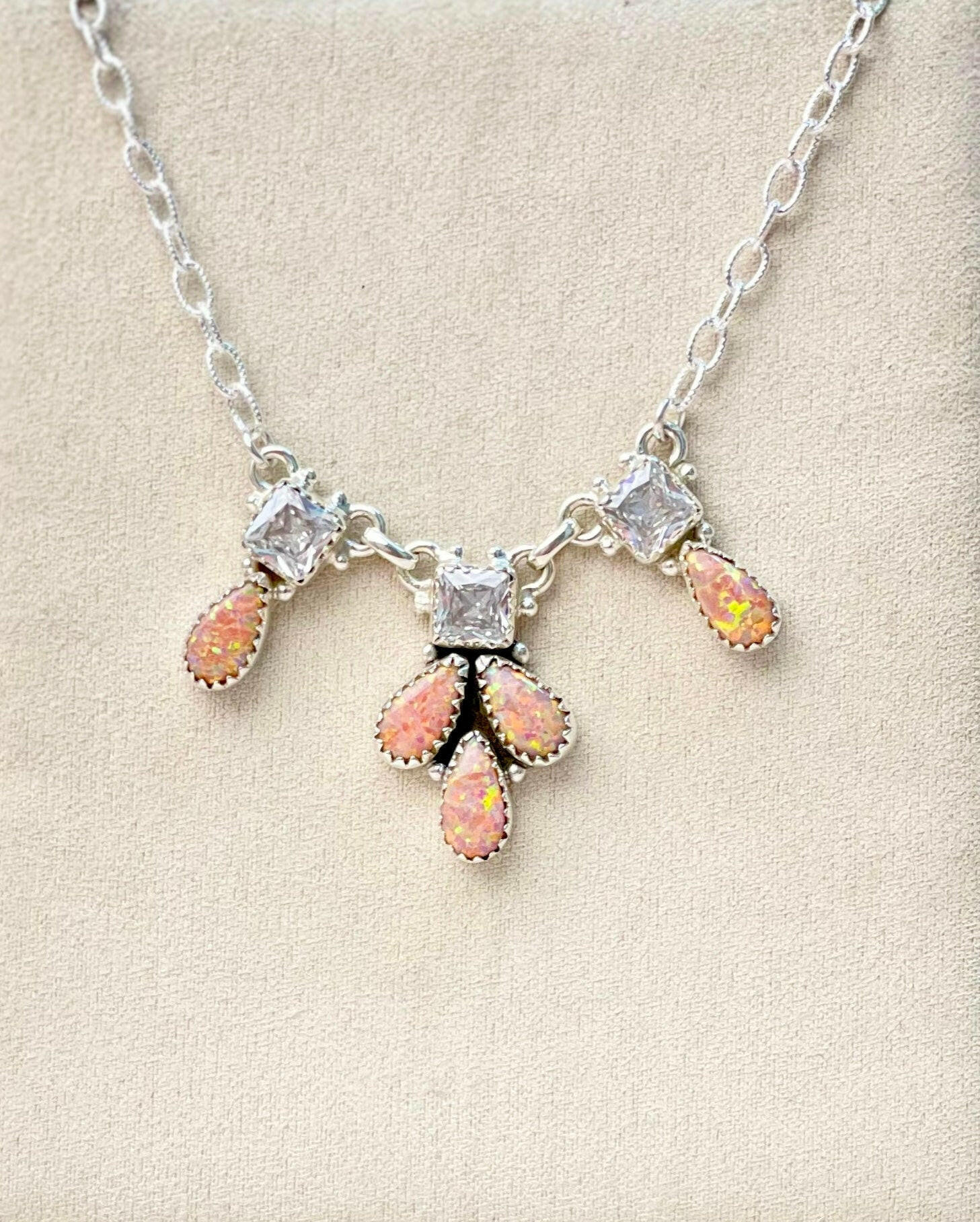 Sierra Opal Petals CZ Necklace-Necklaces-Krush Kandy, Women's Online Fashion Boutique Located in Phoenix, Arizona (Scottsdale Area)