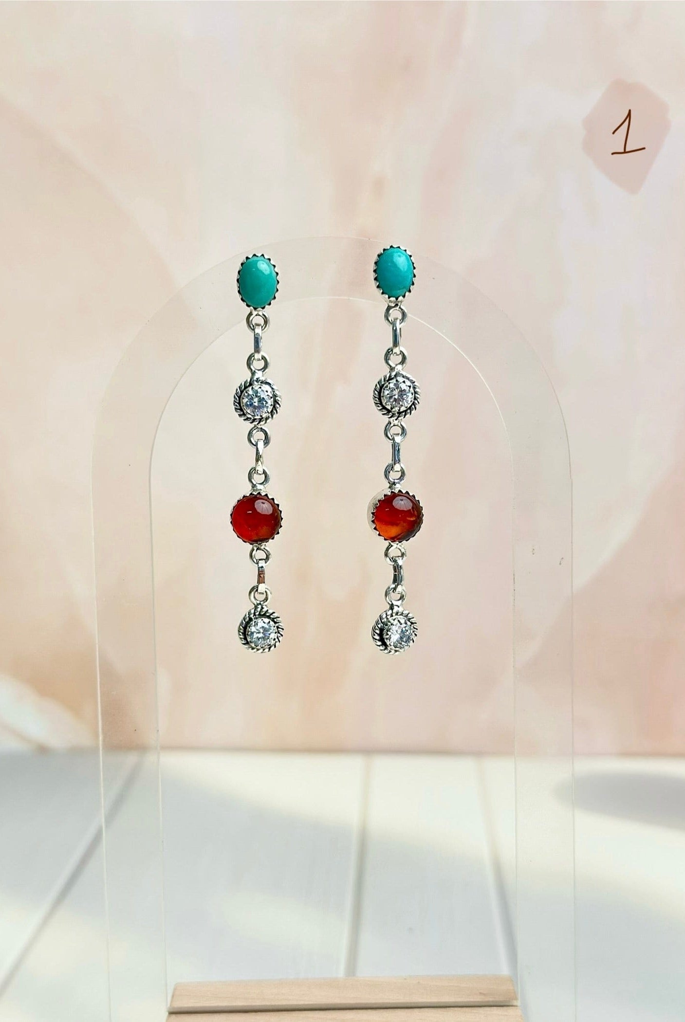 Amber, Turquoise & Crystal Boho Earrings-Earrings-Krush Kandy, Women's Online Fashion Boutique Located in Phoenix, Arizona (Scottsdale Area)