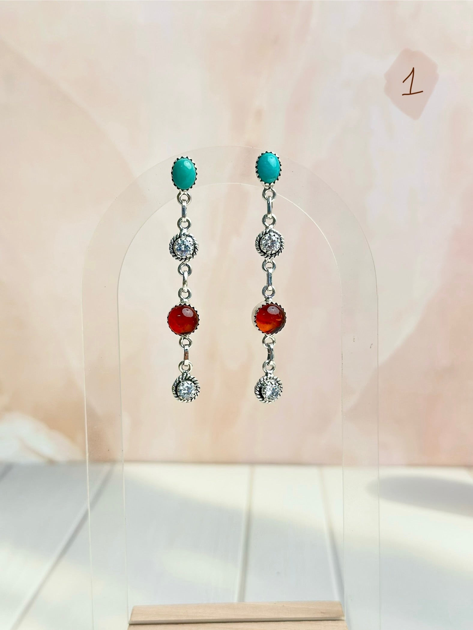Amber, Turquoise & Crystal Boho Earrings-Earrings-Krush Kandy, Women's Online Fashion Boutique Located in Phoenix, Arizona (Scottsdale Area)
