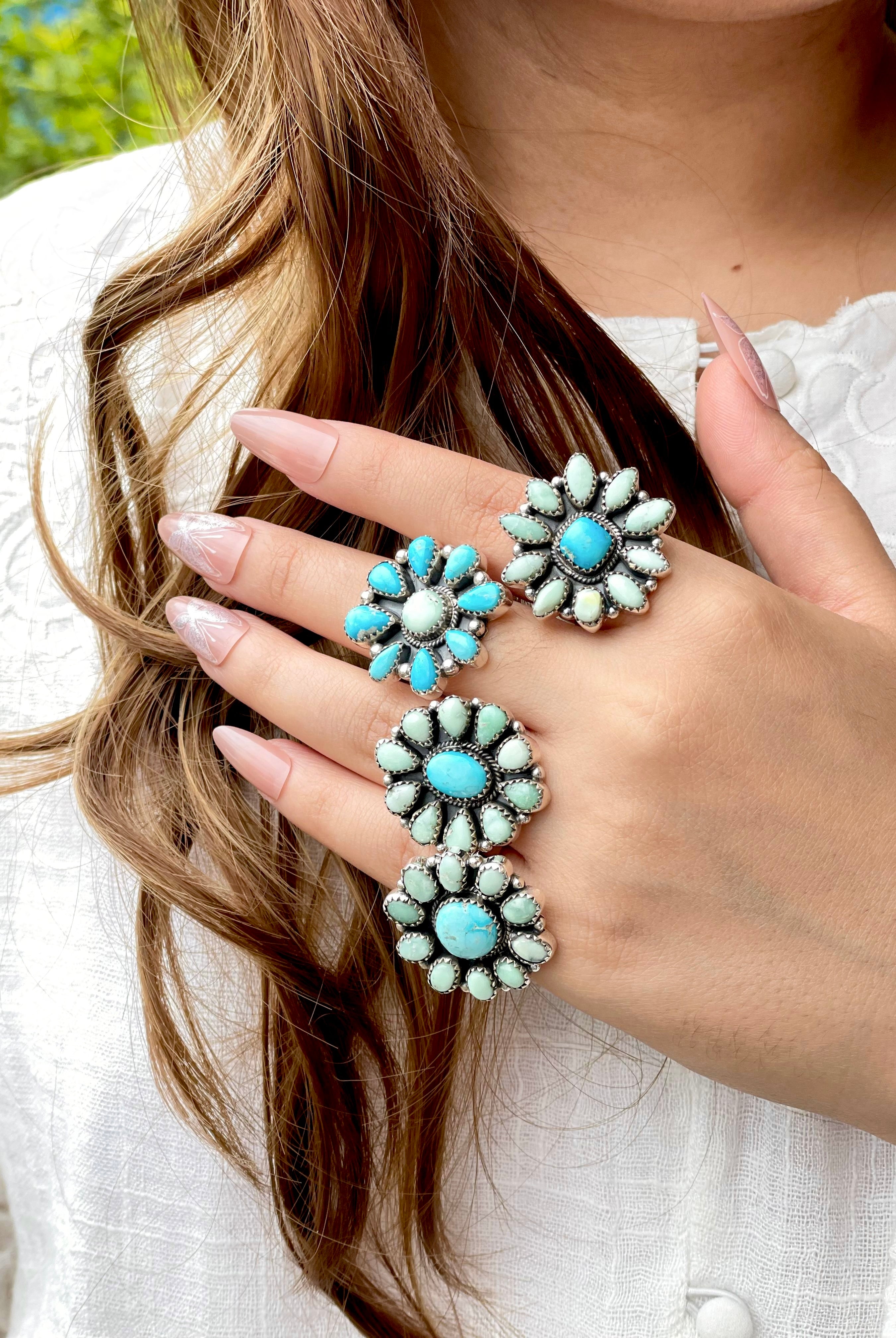 White Water Turquoise & Paloma Western Rings Bno. 9-Rings-Krush Kandy, Women's Online Fashion Boutique Located in Phoenix, Arizona (Scottsdale Area)