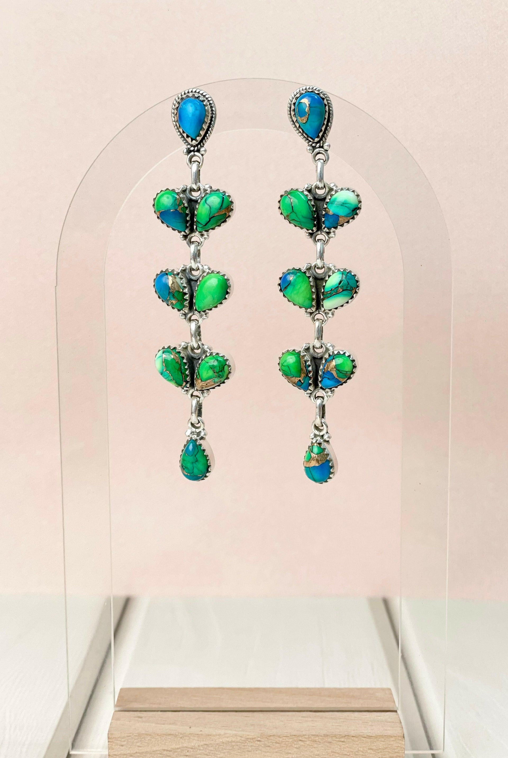 Free Spirit Peacock Dahlia Earrings-Earrings-Krush Kandy, Women's Online Fashion Boutique Located in Phoenix, Arizona (Scottsdale Area)