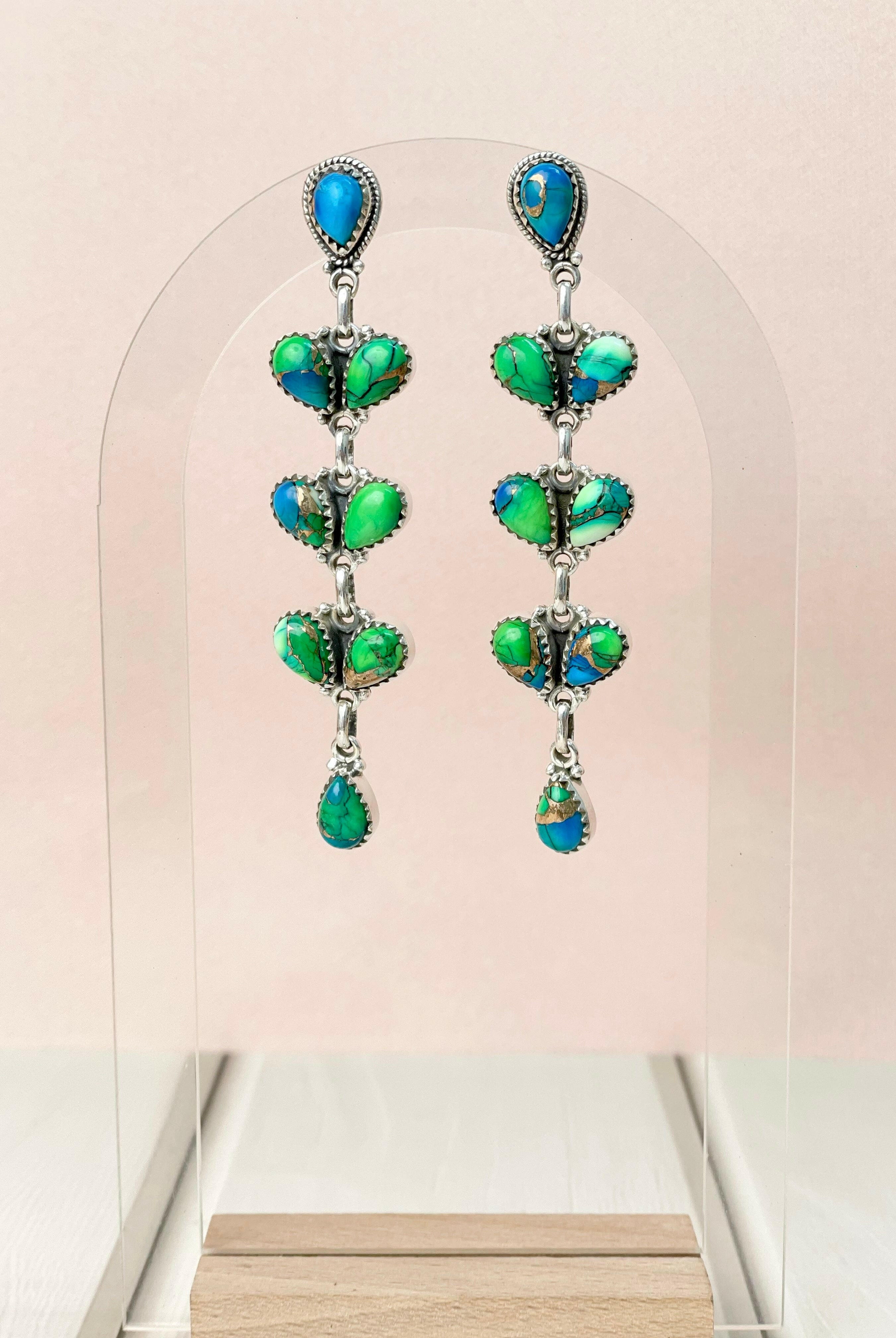 Free Spirit Peacock Dahlia Earrings-Earrings-Krush Kandy, Women's Online Fashion Boutique Located in Phoenix, Arizona (Scottsdale Area)