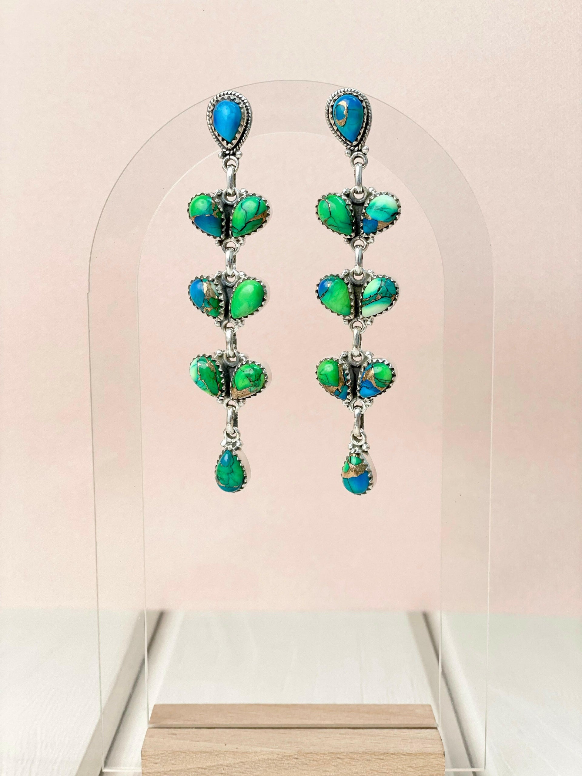 Free Spirit Peacock Dahlia Earrings-Earrings-Krush Kandy, Women's Online Fashion Boutique Located in Phoenix, Arizona (Scottsdale Area)