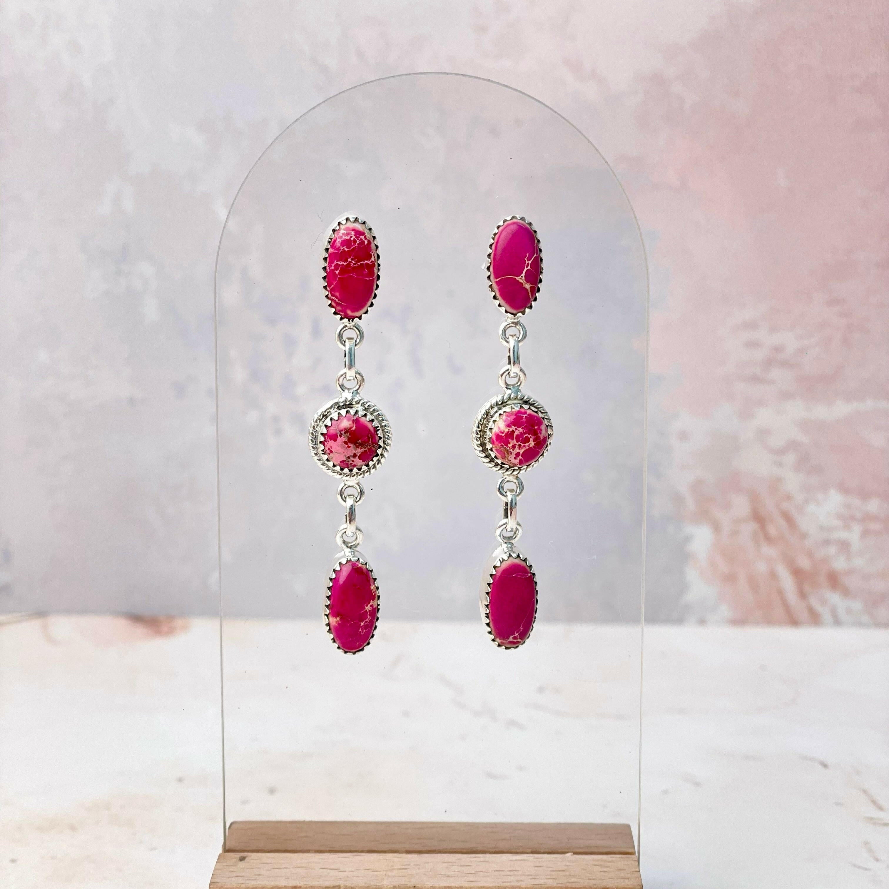 Desert Jasper 3 Stone Earrings-Earrings-Krush Kandy, Women's Online Fashion Boutique Located in Phoenix, Arizona (Scottsdale Area)