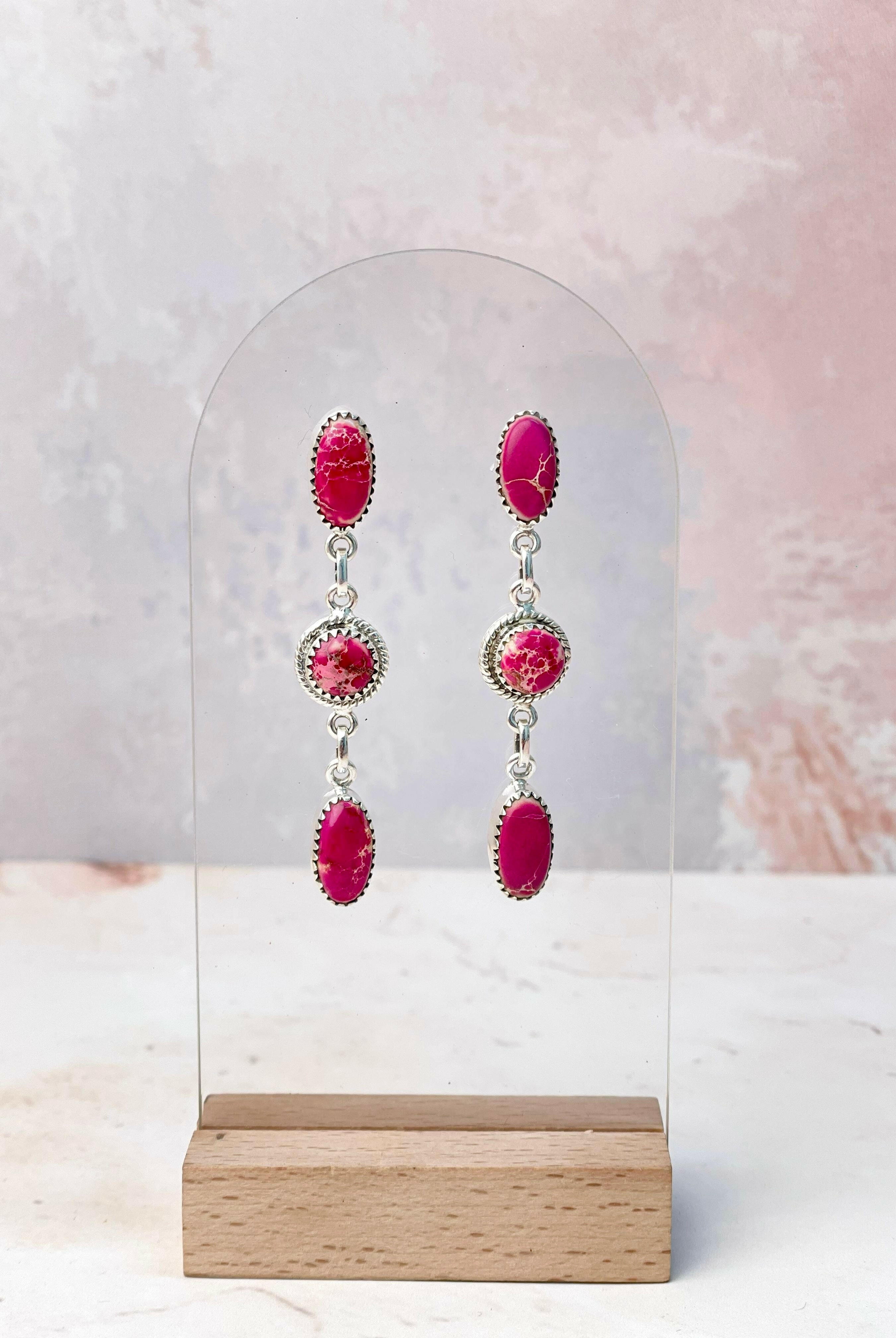 Desert Jasper 3 Stone Earrings-Earrings-Krush Kandy, Women's Online Fashion Boutique Located in Phoenix, Arizona (Scottsdale Area)