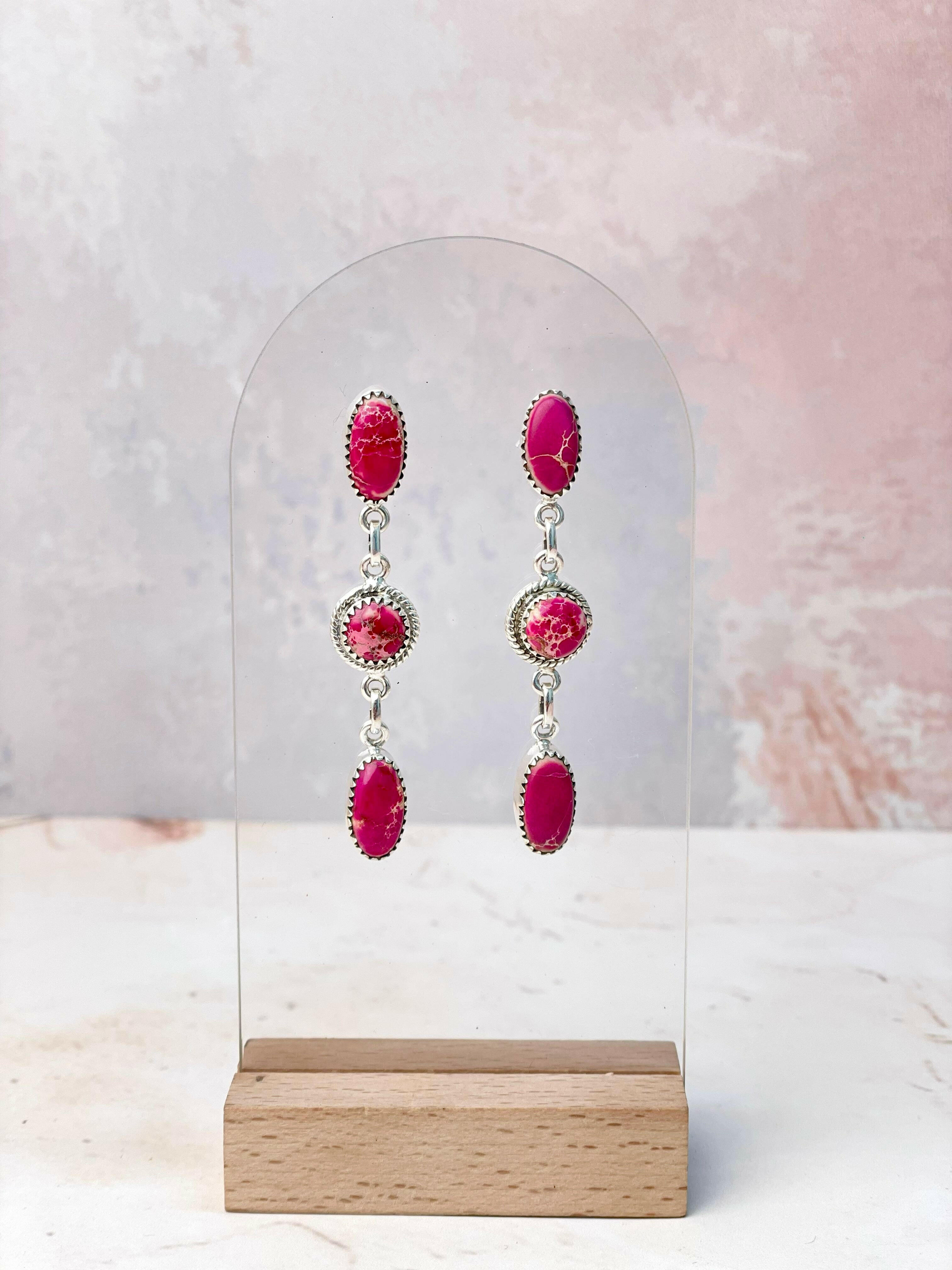 Desert Jasper 3 Stone Earrings-Earrings-Krush Kandy, Women's Online Fashion Boutique Located in Phoenix, Arizona (Scottsdale Area)