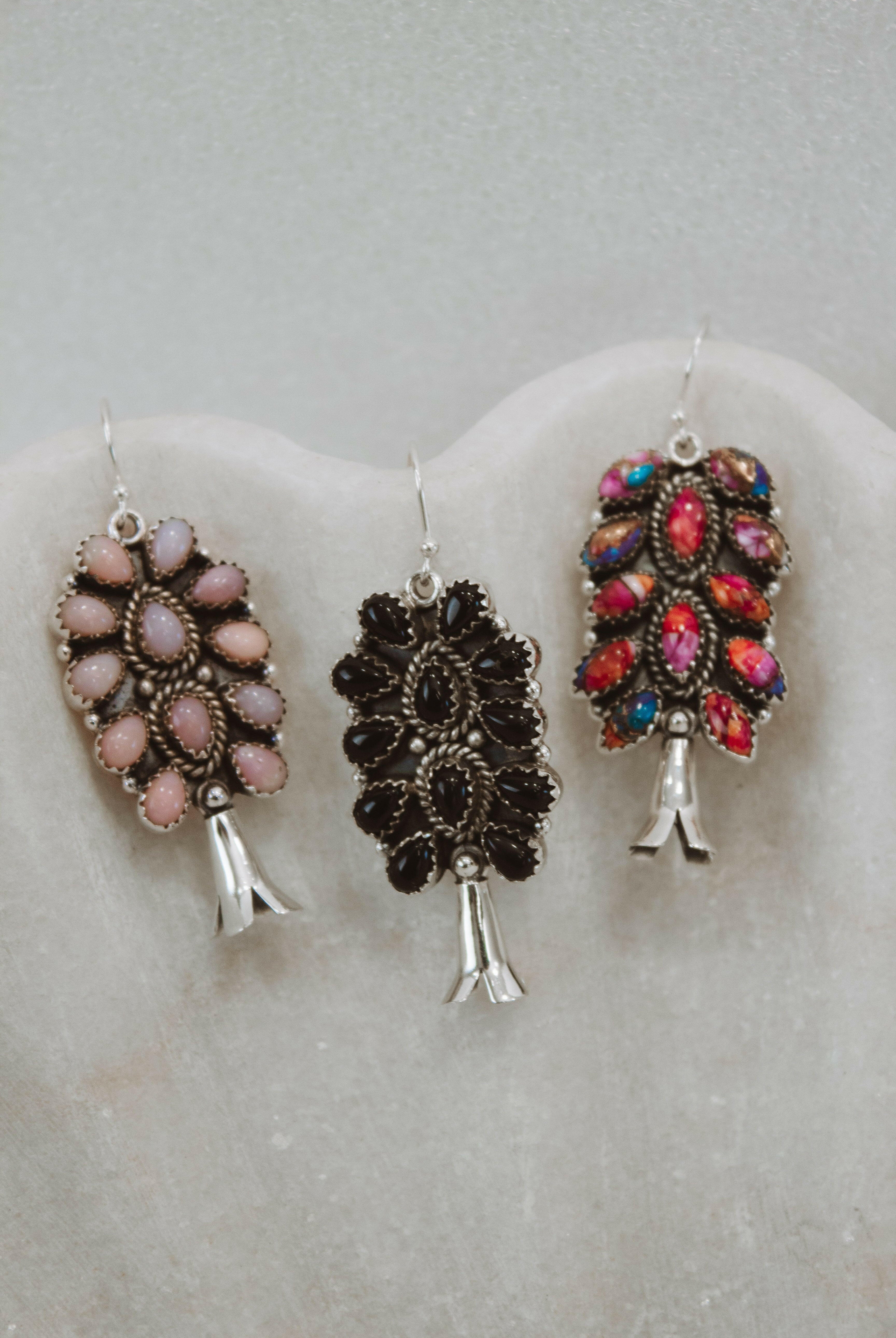 Squash Blossom Stone Cluster Earrings | Krush Exclusive-Drop Earrings-Krush Kandy, Women's Online Fashion Boutique Located in Phoenix, Arizona (Scottsdale Area)