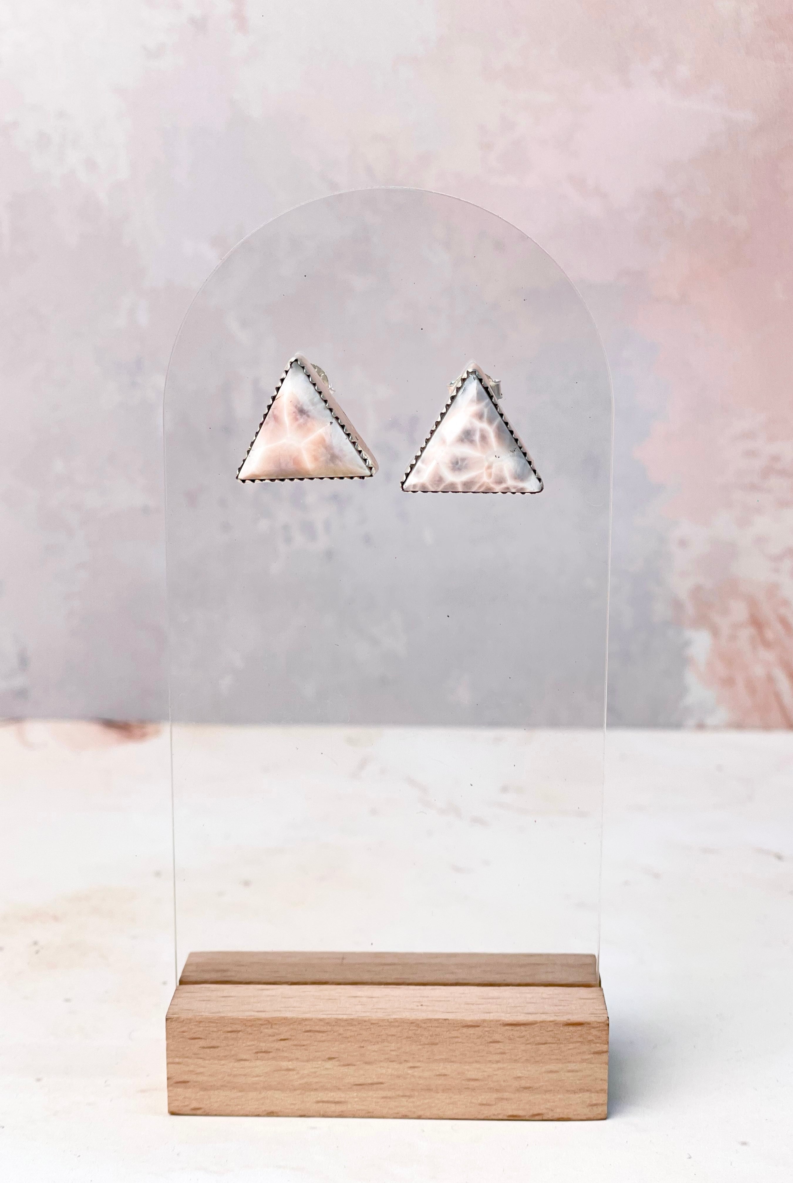 Tiffany's Triangle Single Stone Studs-Earrings-Krush Kandy, Women's Online Fashion Boutique Located in Phoenix, Arizona (Scottsdale Area)