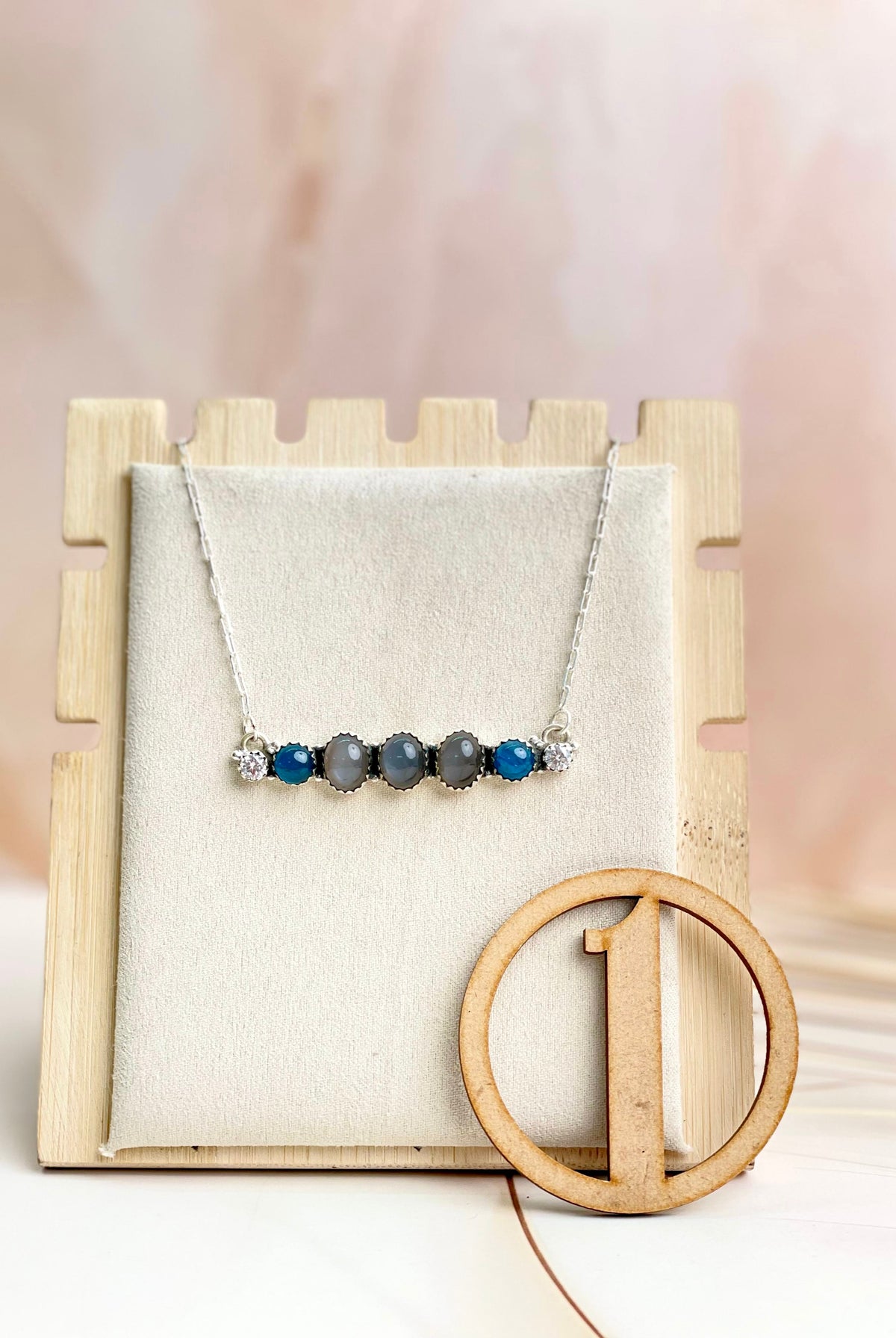 Grey Moonstone & Blue Apatite Necklace Sno 13-Necklaces-Krush Kandy, Women's Online Fashion Boutique Located in Phoenix, Arizona (Scottsdale Area)