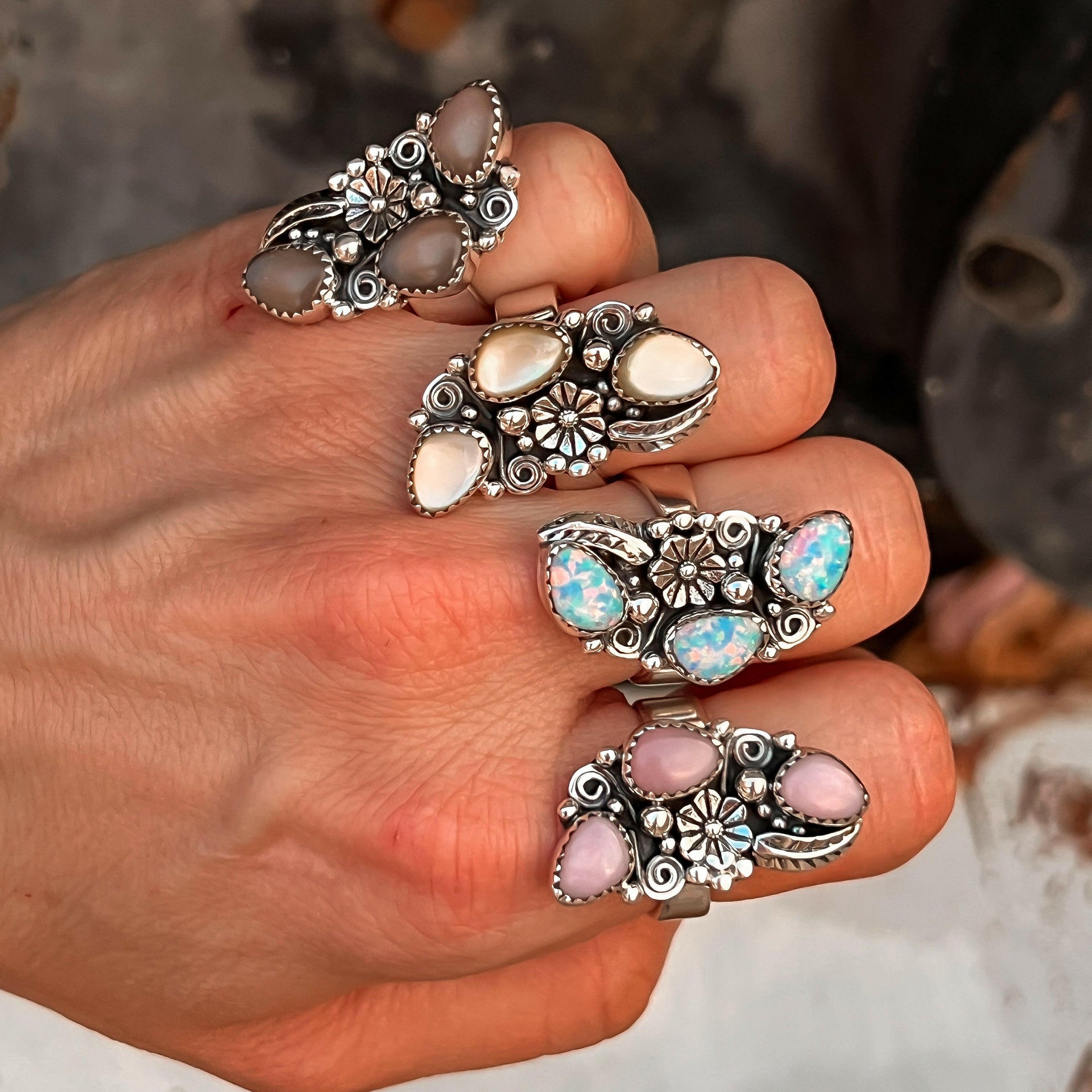 The Henley Triple Stone Flower Ring MADE TO ORDER-Cluster Rings-Krush Kandy, Women's Online Fashion Boutique Located in Phoenix, Arizona (Scottsdale Area)