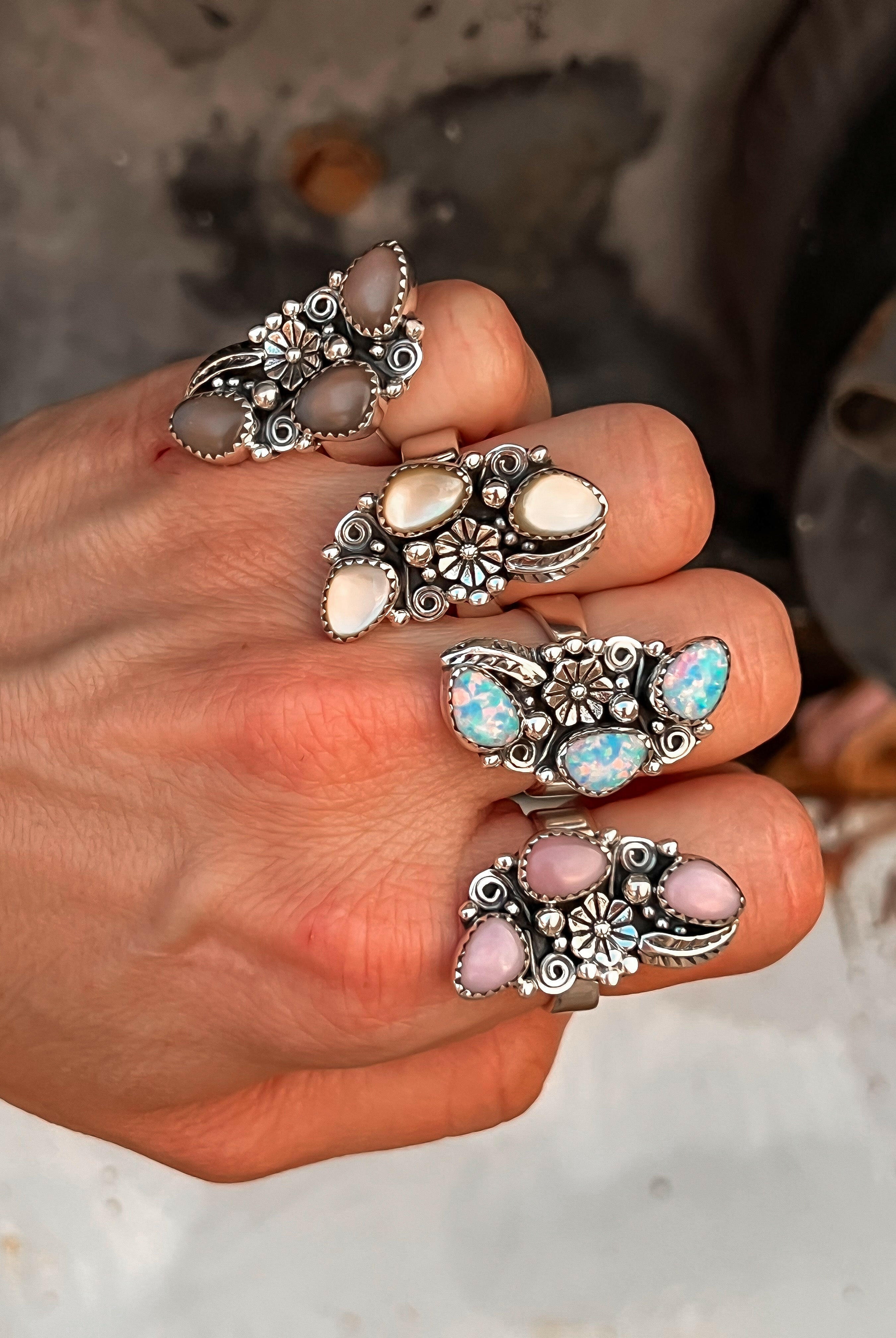 The Henley Triple Stone Flower Ring MADE TO ORDER-Cluster Rings-Krush Kandy, Women's Online Fashion Boutique Located in Phoenix, Arizona (Scottsdale Area)