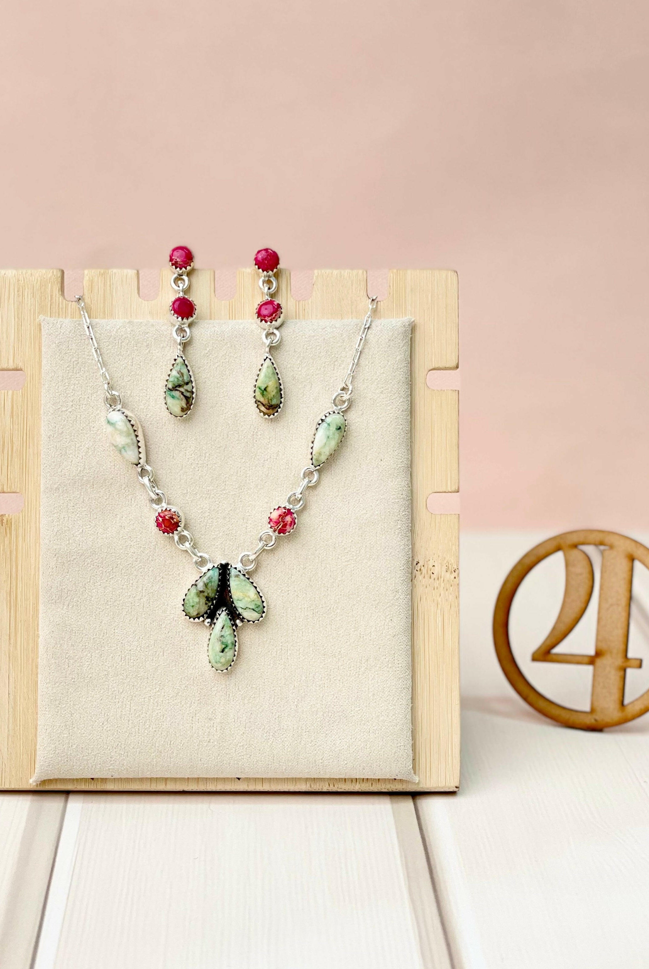 High Desert Glow Jasper Necklace and Earrings Set-Necklaces-Krush Kandy, Women's Online Fashion Boutique Located in Phoenix, Arizona (Scottsdale Area)