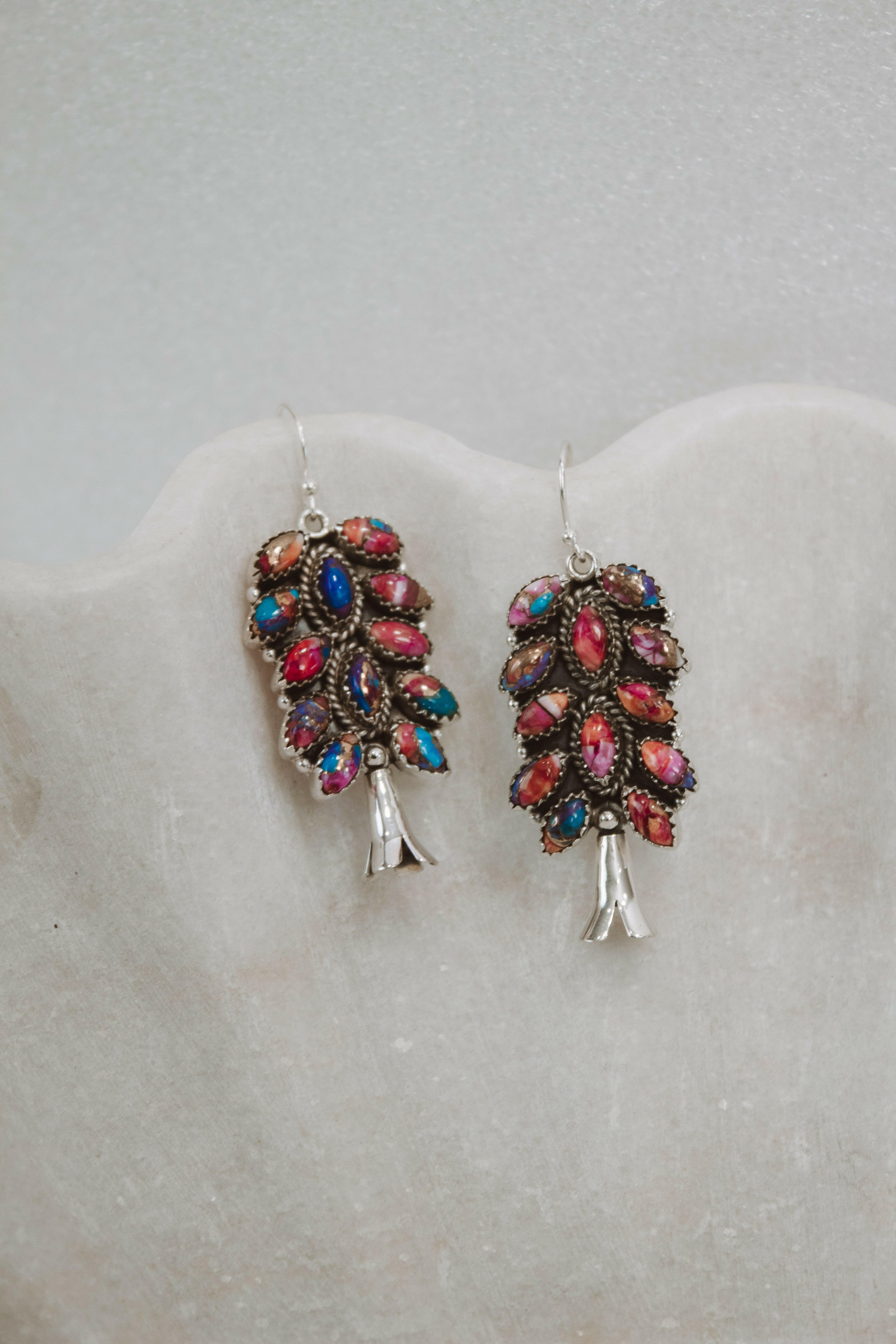 Squash Blossom Stone Cluster Earrings | Krush Exclusive-Drop Earrings-Krush Kandy, Women's Online Fashion Boutique Located in Phoenix, Arizona (Scottsdale Area)