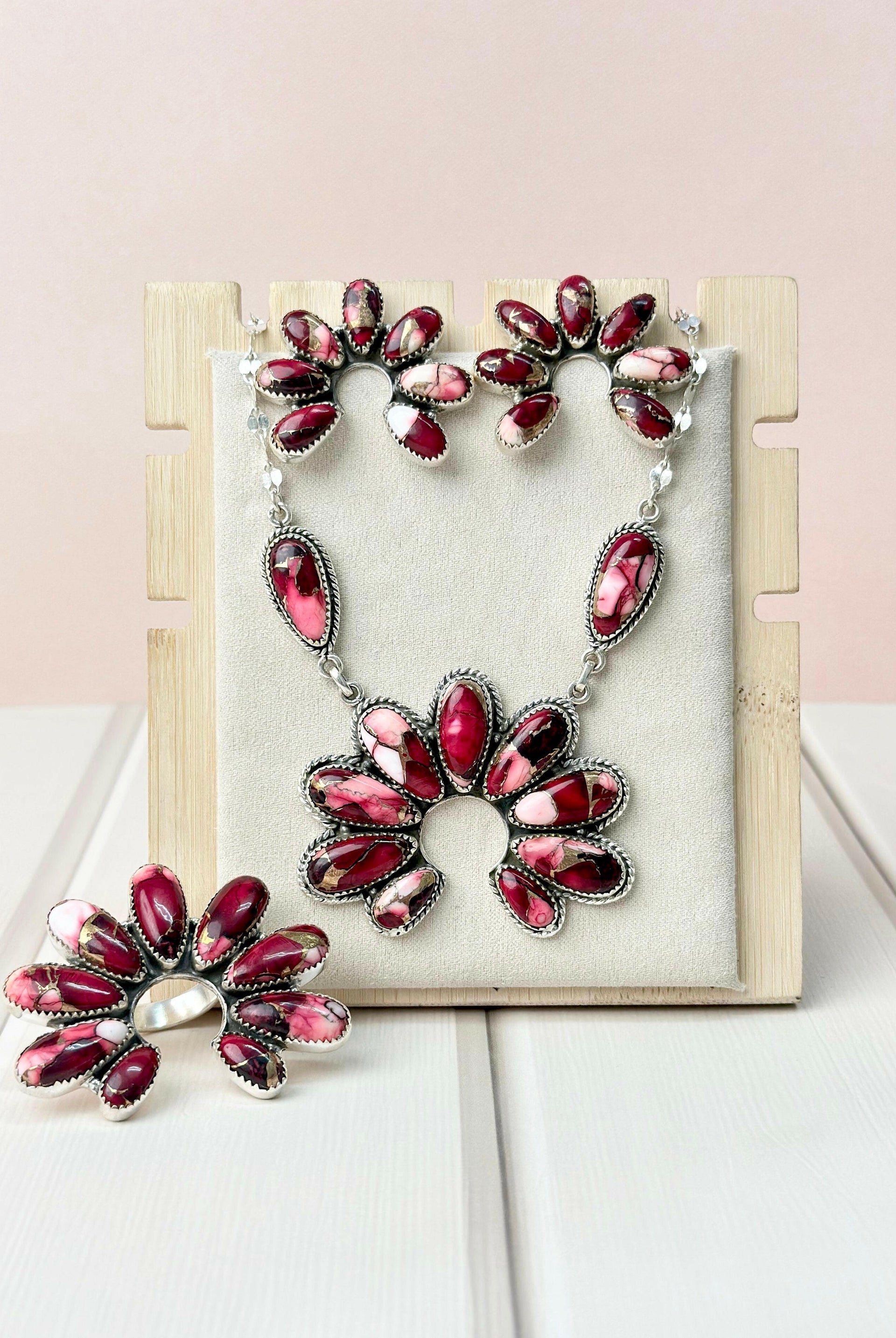 Red Rose Dahlia Big Naja Set-Necklaces-Krush Kandy, Women's Online Fashion Boutique Located in Phoenix, Arizona (Scottsdale Area)