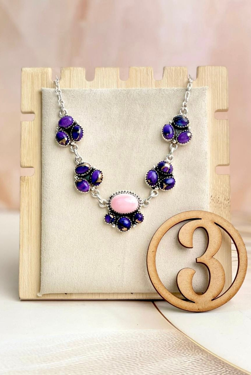 Pink Conch & Berry Dahlia Statement Necklace-Necklaces-Krush Kandy, Women's Online Fashion Boutique Located in Phoenix, Arizona (Scottsdale Area)