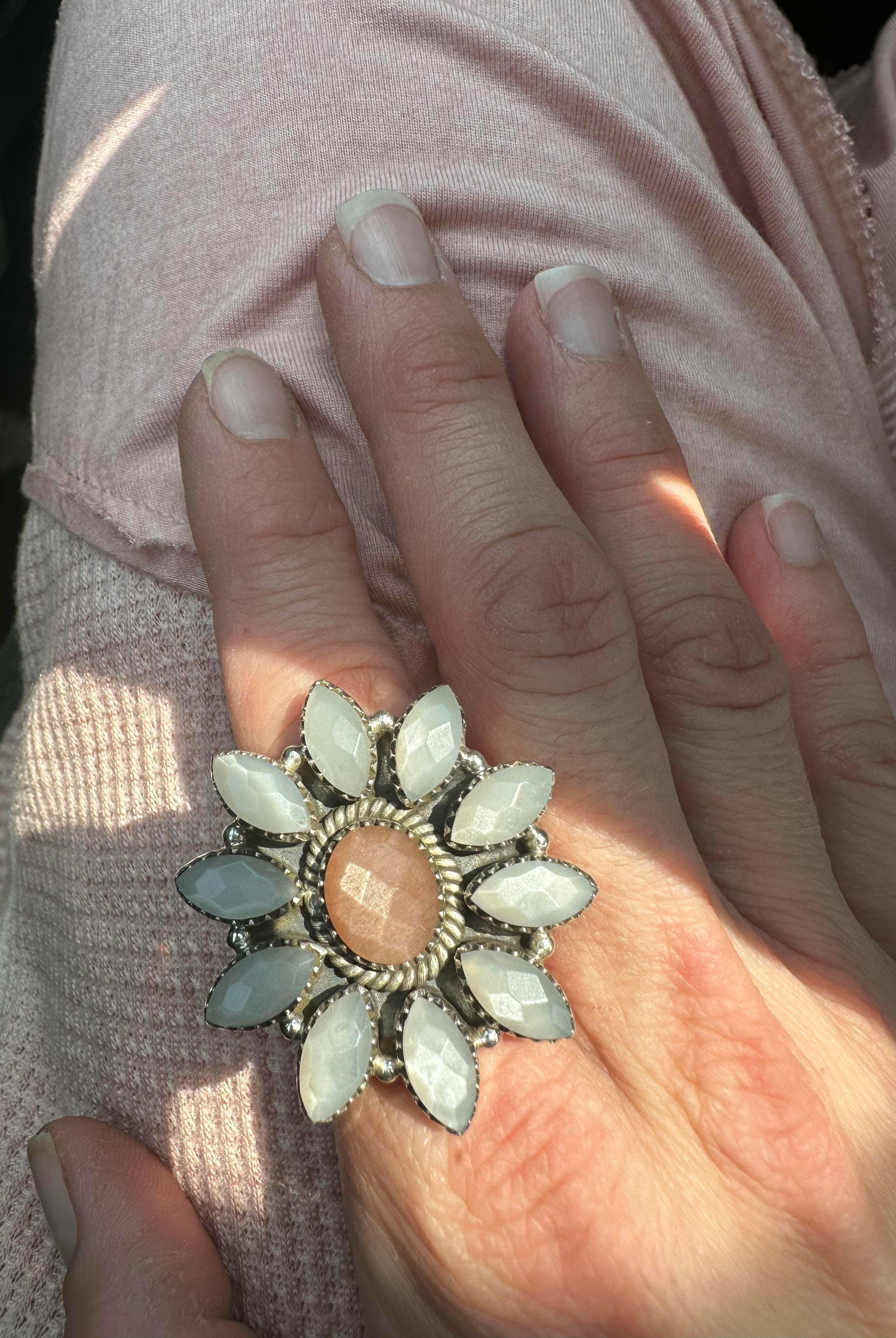 Chocolate & Grey Moonstone Sunflower Sterling Silver-Krush Kandy, Women's Online Fashion Boutique Located in Phoenix, Arizona (Scottsdale Area)