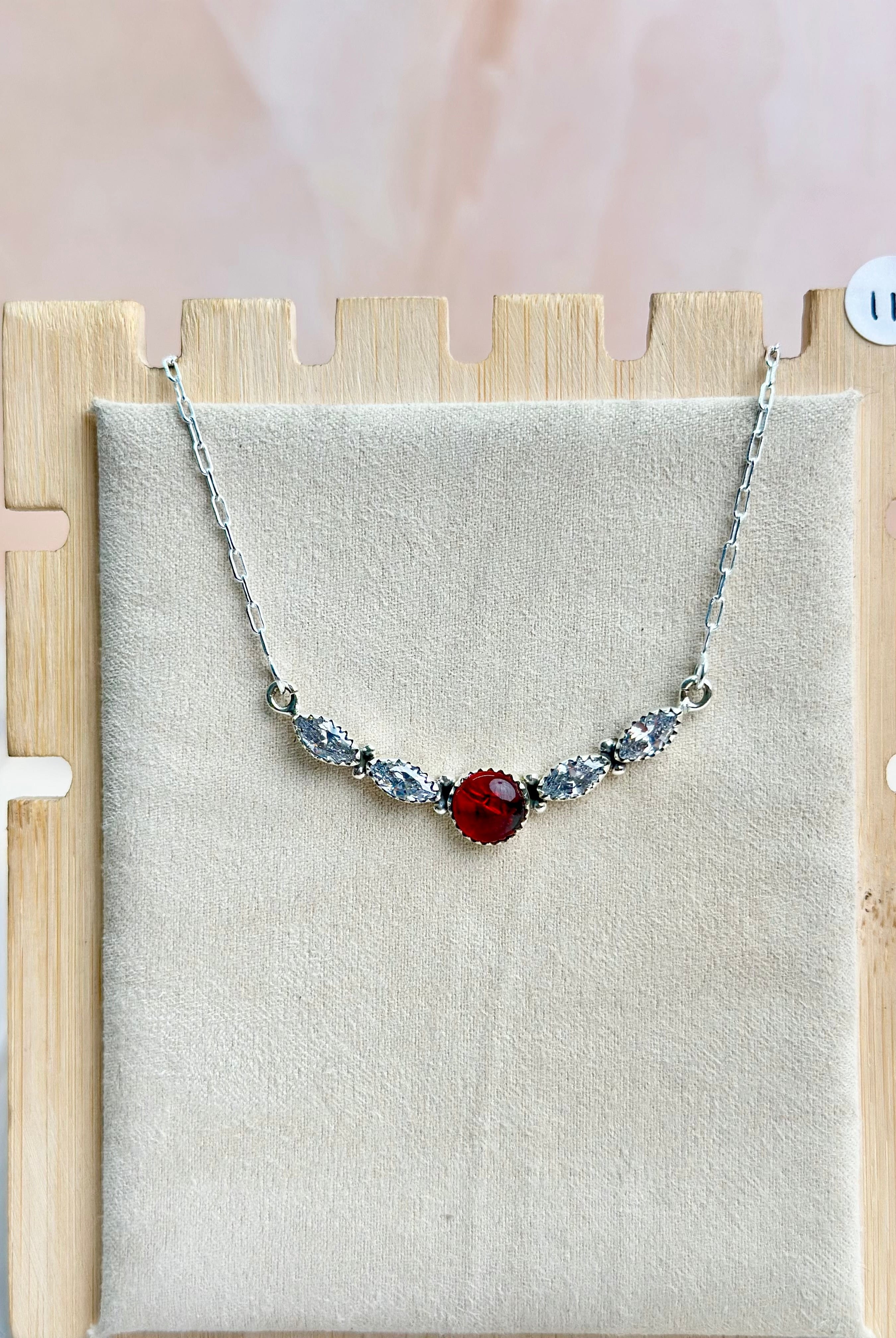 Amber, Turquoise & Crystal Dainty Necklace-Necklaces-Krush Kandy, Women's Online Fashion Boutique Located in Phoenix, Arizona (Scottsdale Area)