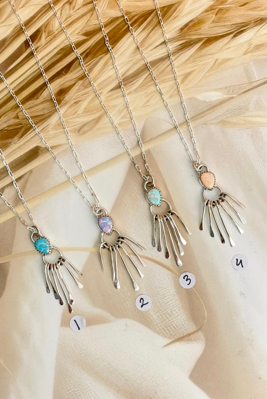 Boho Opal Fringe Dainty Necklace sno 1-Necklaces-Krush Kandy, Women's Online Fashion Boutique Located in Phoenix, Arizona (Scottsdale Area)