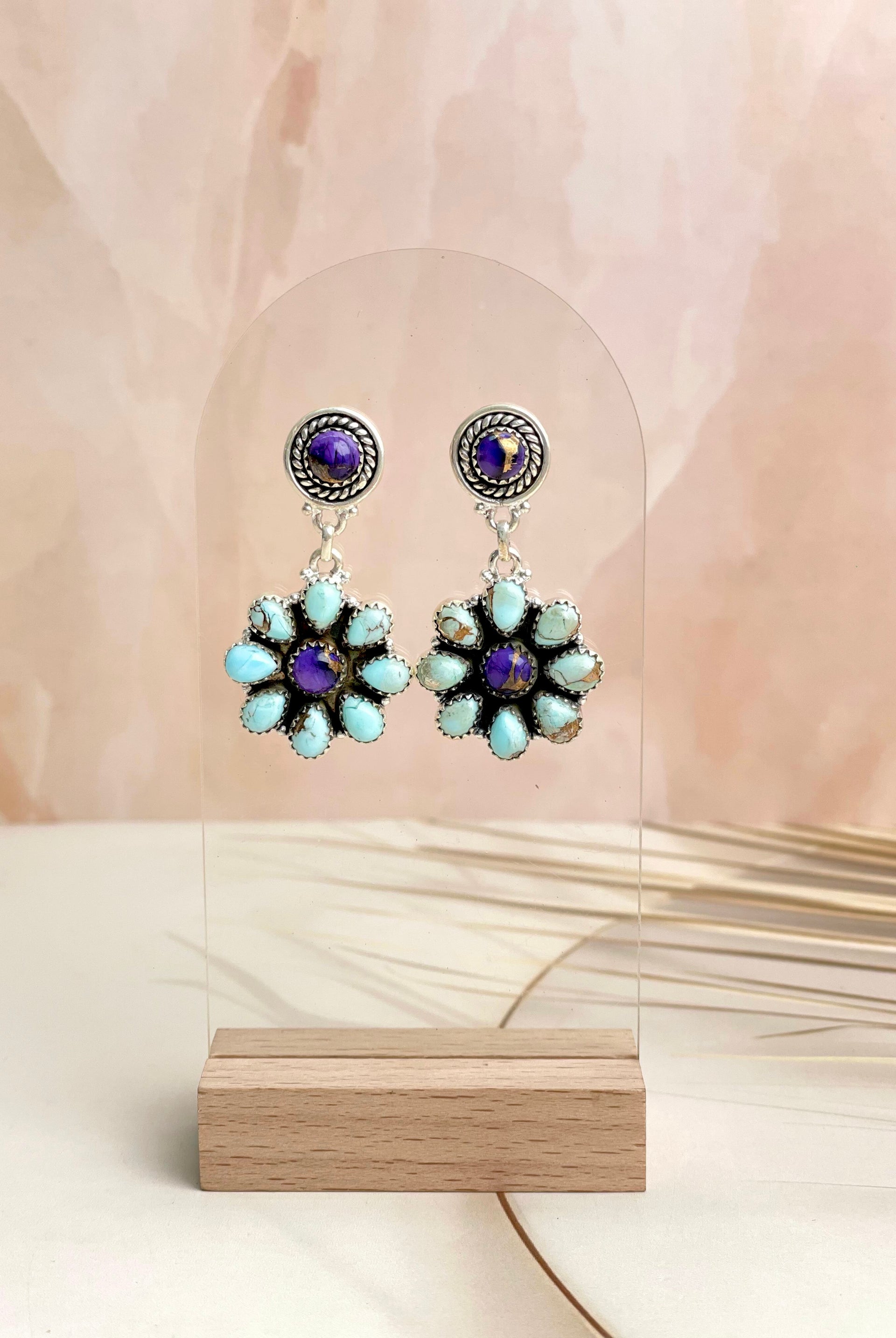 Berry & Mint Dahlia Cluster Drop Earrings-Earrings-Krush Kandy, Women's Online Fashion Boutique Located in Phoenix, Arizona (Scottsdale Area)