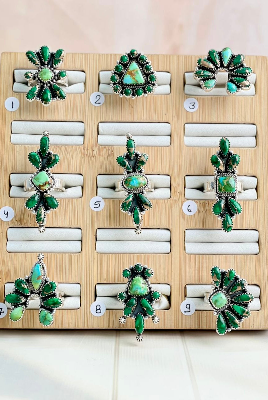 Irish Green Dahlia & Sonoran One of a Kind Boho Rings-Rings-Krush Kandy, Women's Online Fashion Boutique Located in Phoenix, Arizona (Scottsdale Area)